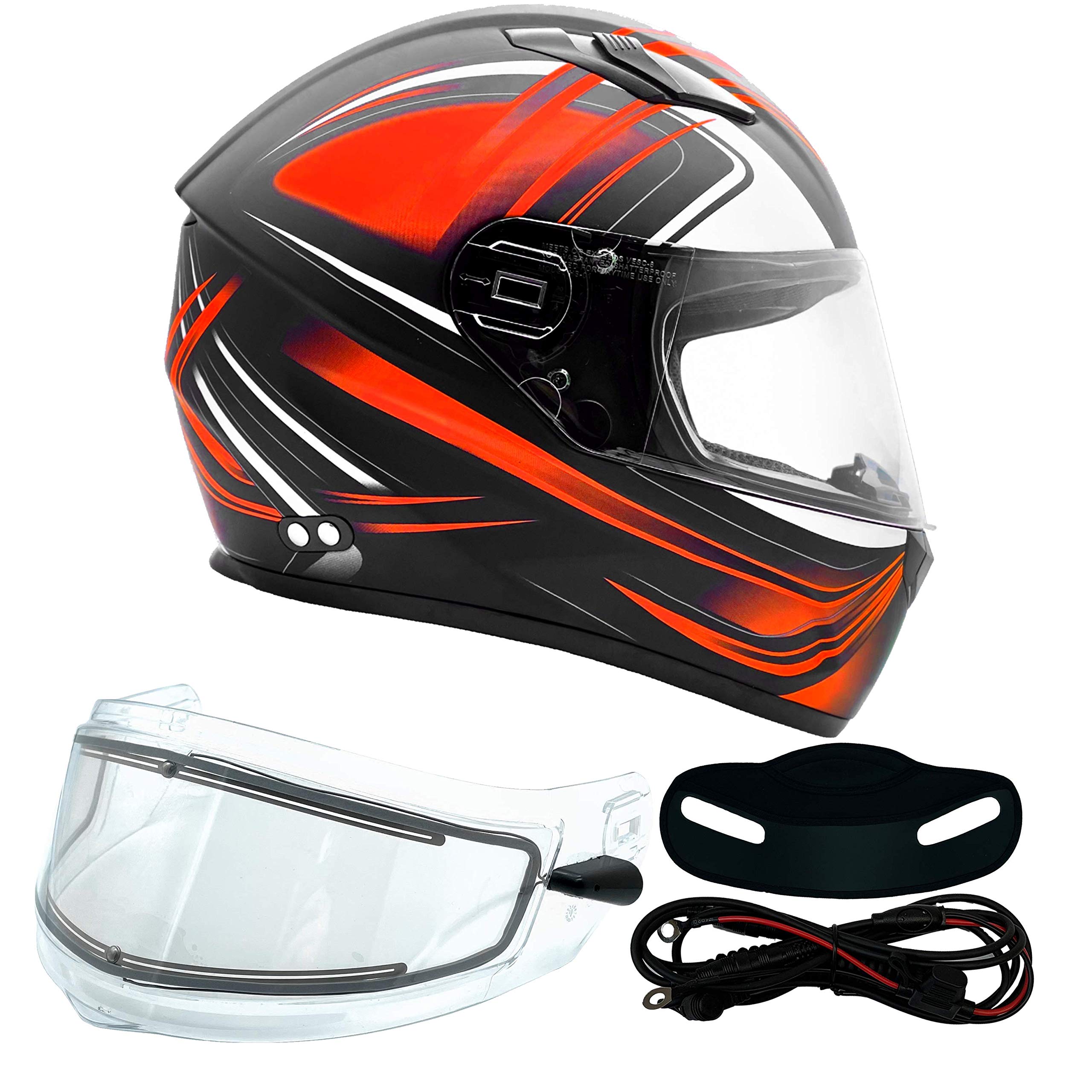 Typhoon Helmets - Adult Full Face Snowmobile Helmet with Heated Dual Lens Shield for Winter Riding & Extreme Cold Weather Protection | Motorcycle, ATV, Snow Sports Safety Gear