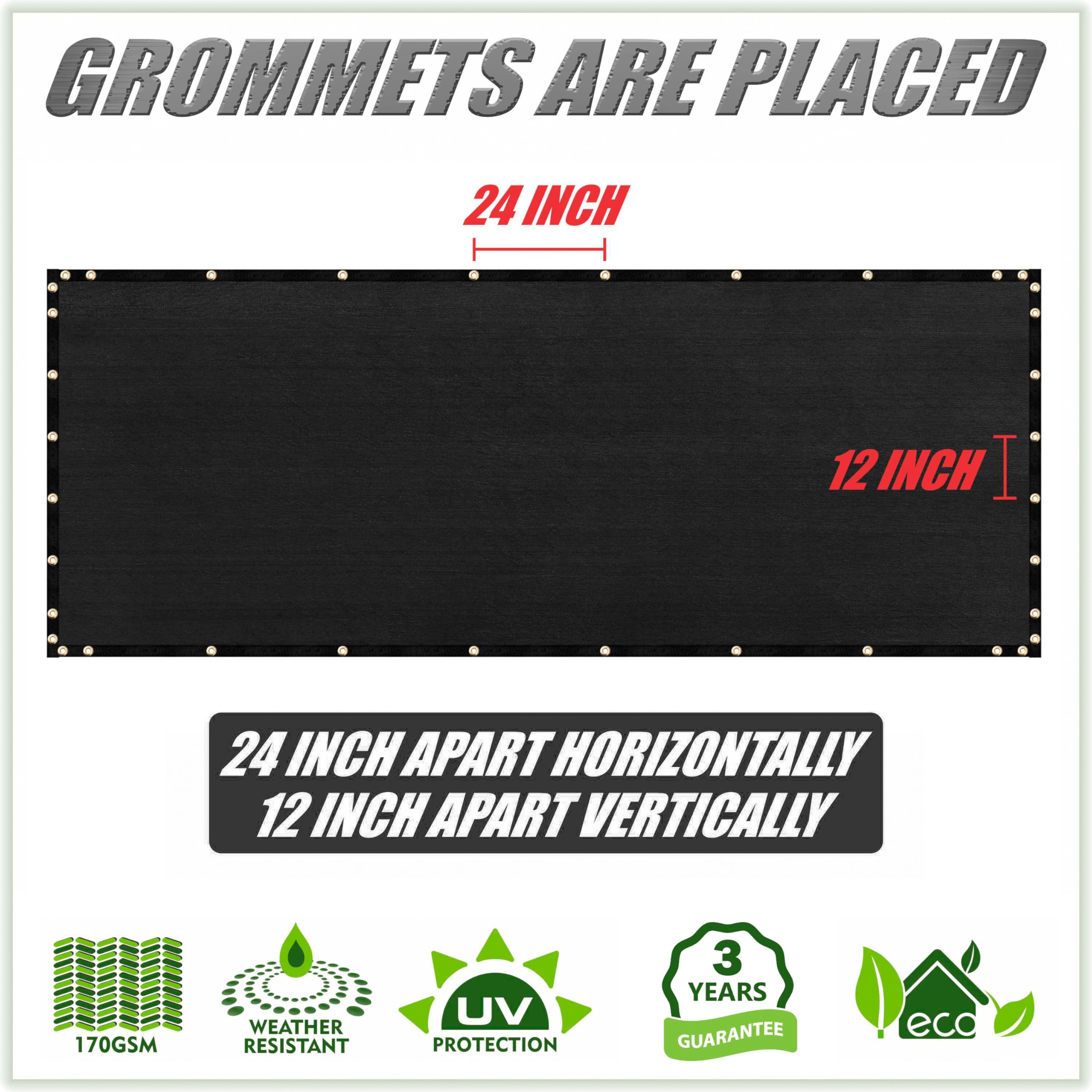 ColourTree 10' x 15' Black Custom Size Shade Cloth with Grommets - 90% UV Block, Heavy-Duty Mesh Fabric Tarp for Dog Kennel Cover, Garden Fence Privacy Screen, Greenhouse Shading, Chicken Coop & Pet Playpen | Perfect for Outdoor Sun Protection, Backyard Privacy & Plant Growth