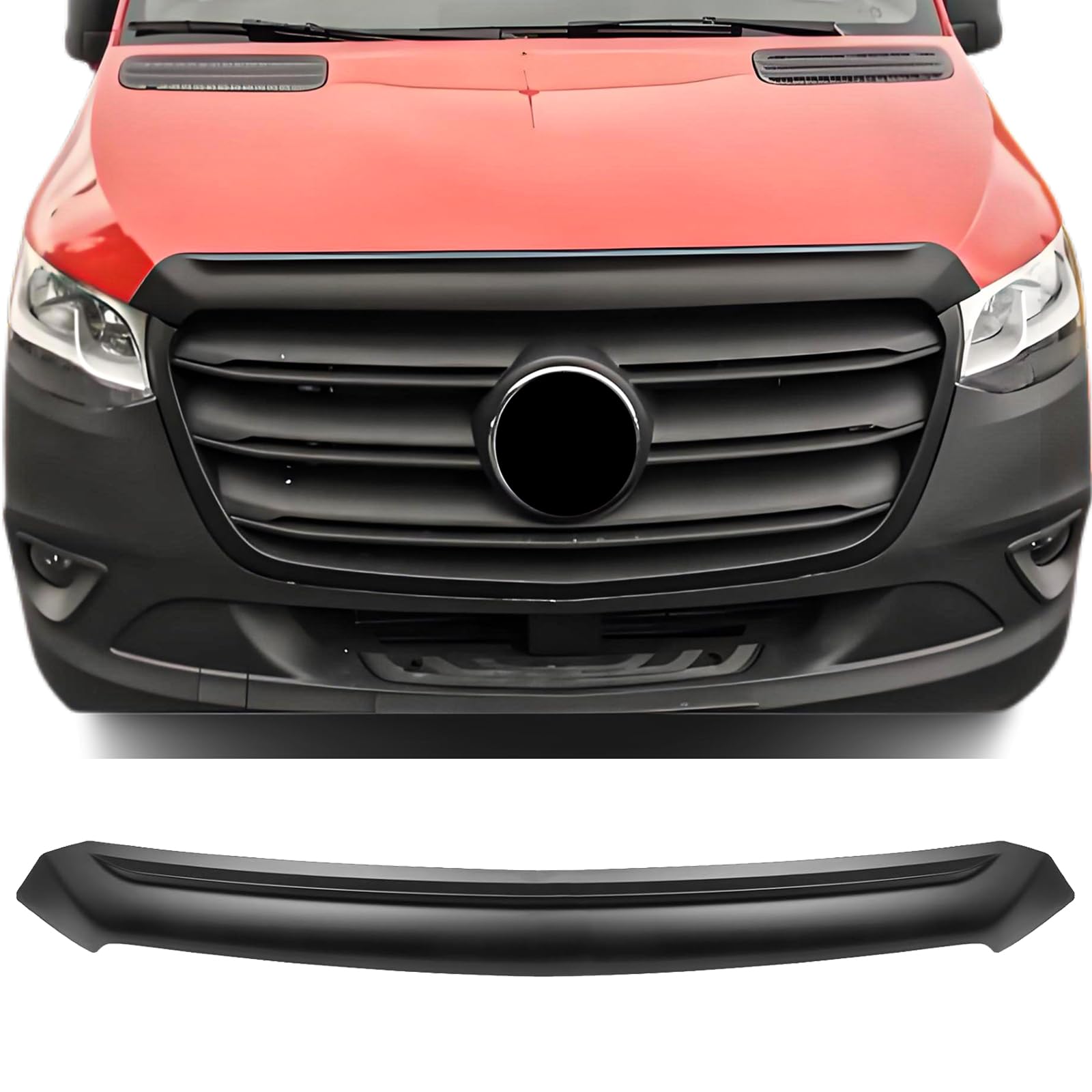 **Matte Black Front Bug Shield Hood Protector for 2019-2025 Mercedes Benz Sprinter 1500/2500/3500 (W907) – Tape-On Design, Durable Protection for Highway & Off-Road Driving**