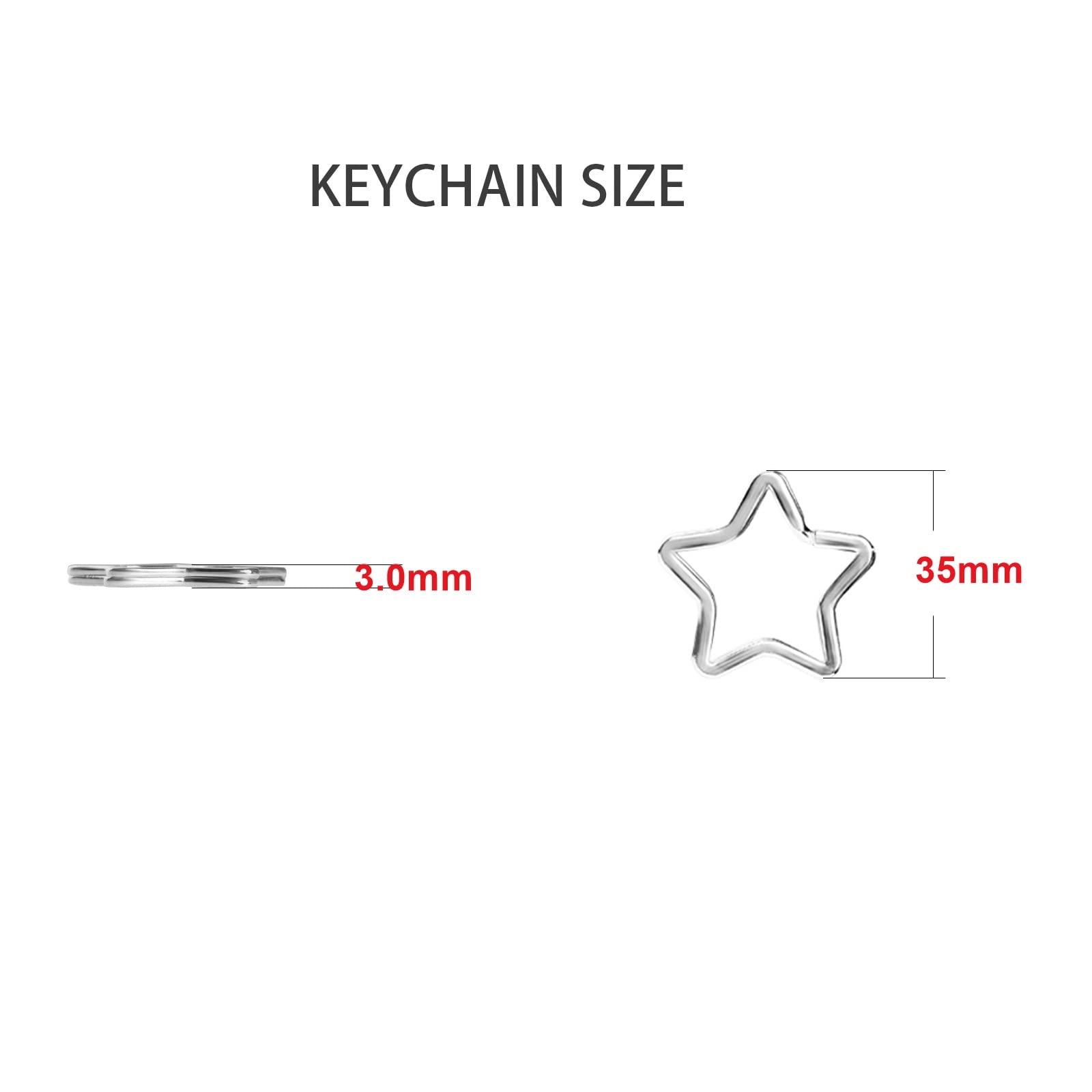 12pcs Star Keychains - Silver Metal Key Rings for Home, Car & Office