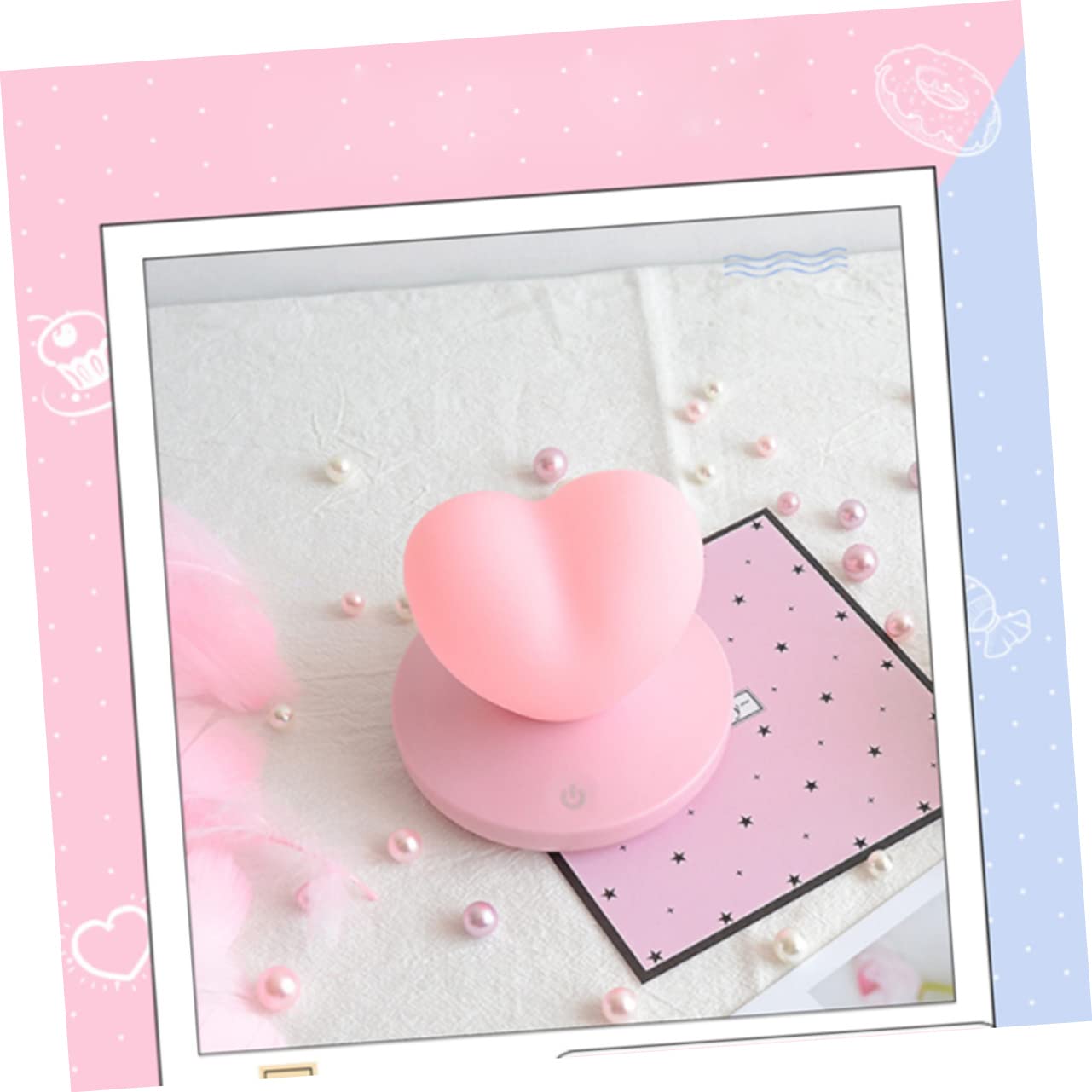Angoily 2-Pack Rechargeable LED Night Light for Kids - Heart Shape Bedside Lamp with Auto Sensor, Perfect for Nursery, Bedroom & Bathroom Nightlight