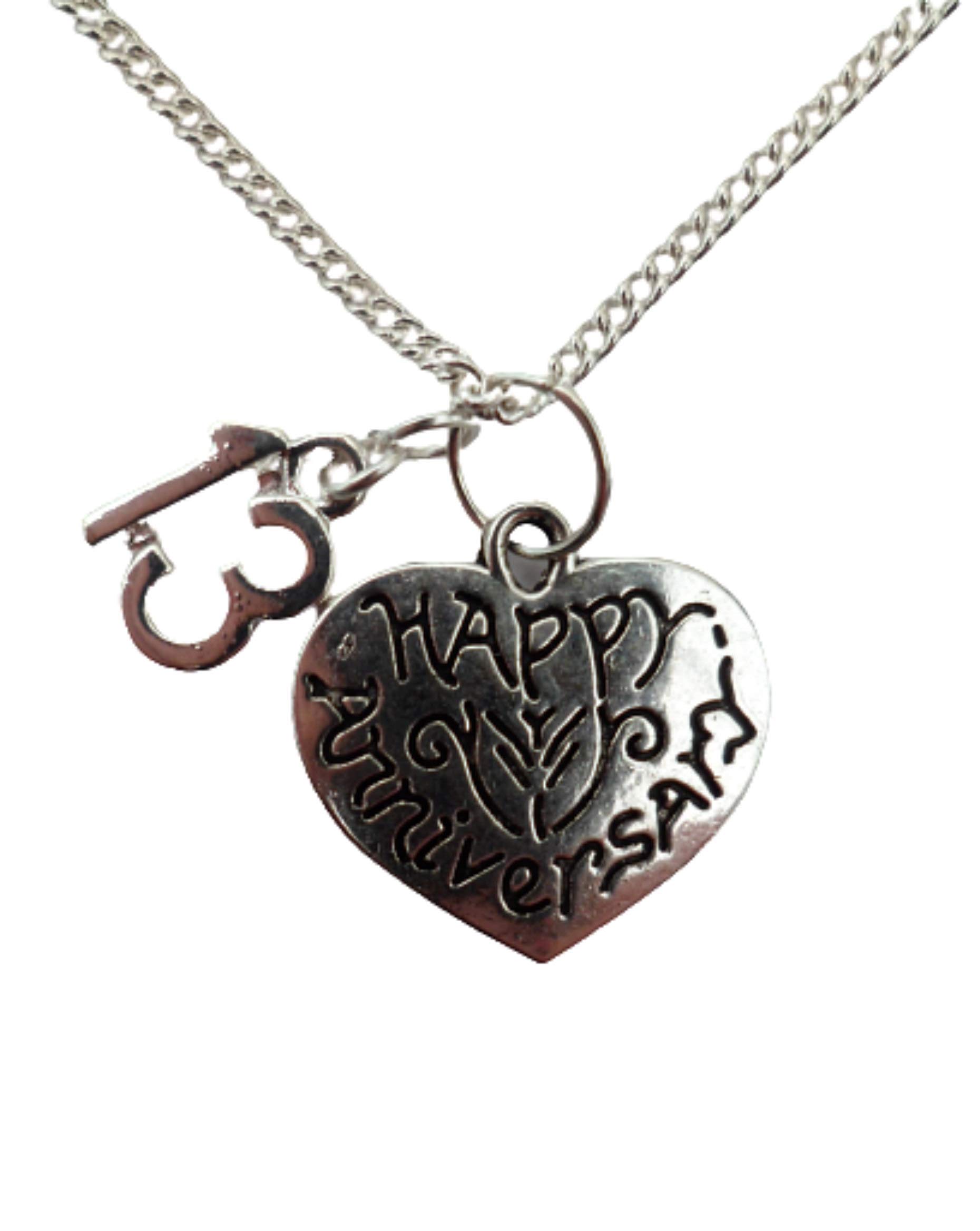Silver Plated Number 13 Charm Necklace - Elegant Anniversary Gift for Her, Romantic Heart Pendant Jewelry for Couples, Birthday, Valentine's Day