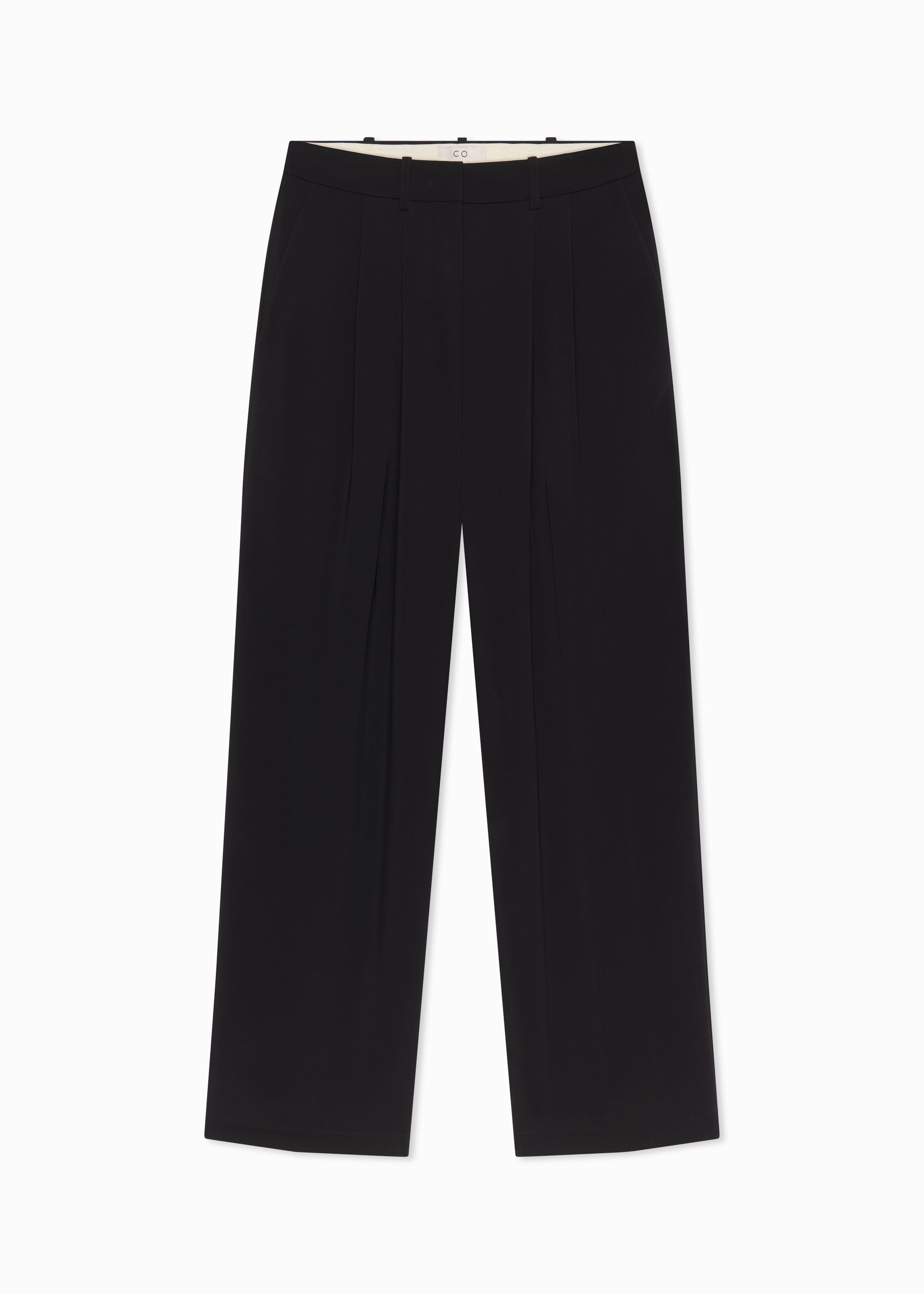 Stylish Black Crepe Pleat Front Trousers for Women - Perfect for Office Wear & Business Casual Outfits