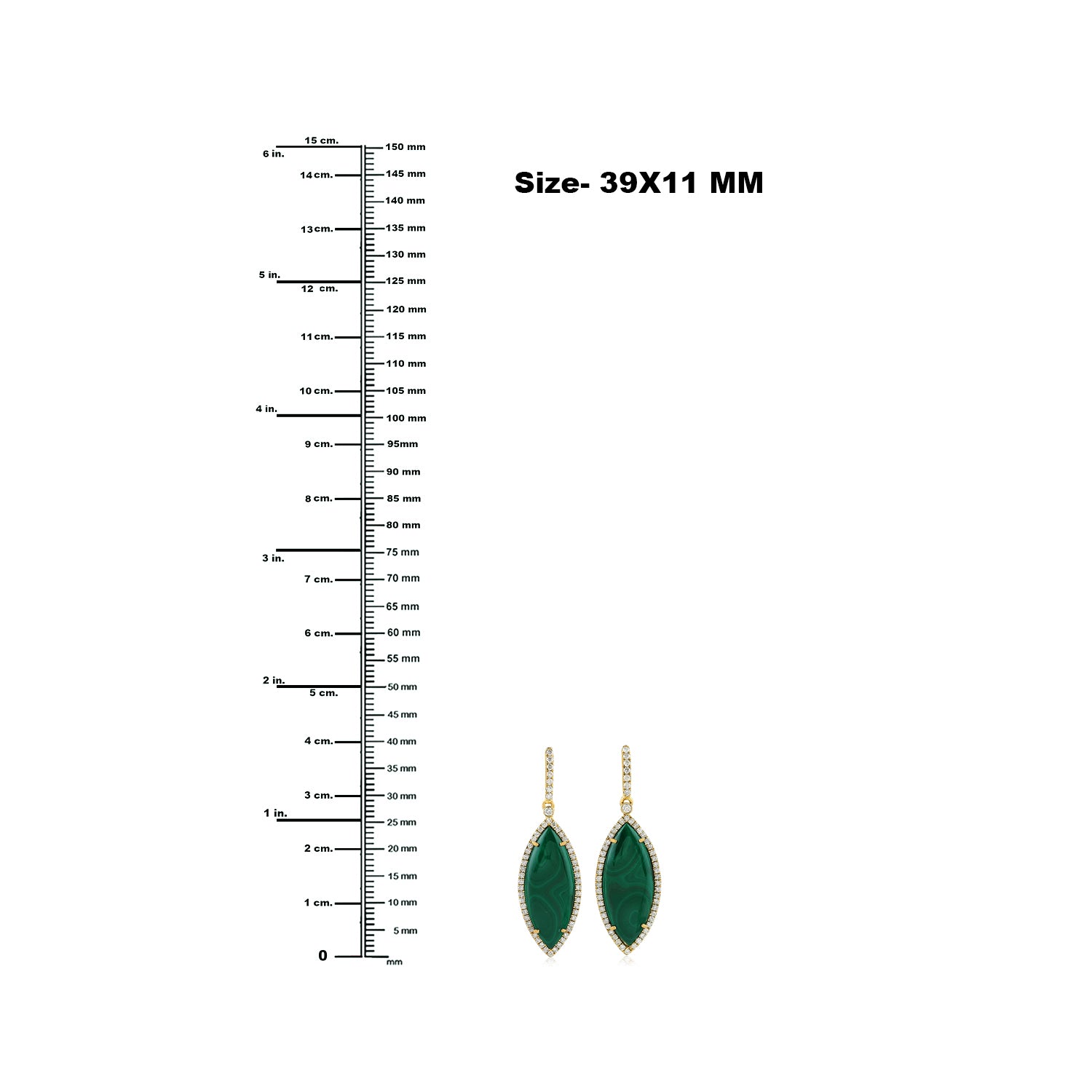 Elegant Marquise Malachite Gemstone Pave Diamond Dangler Earrings in 14K Yellow Gold for Women - Perfect for Weddings, Parties & Special Occasions