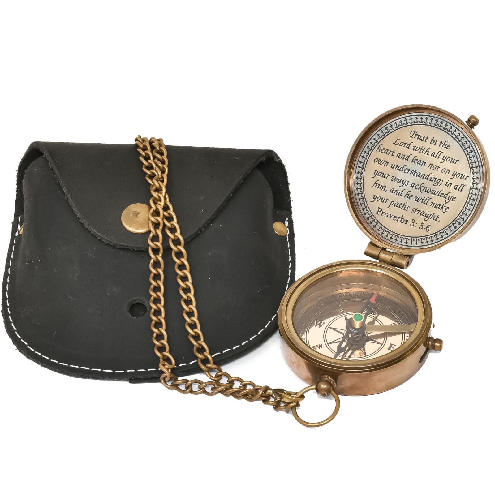 Trust in The Lord Engraved Compass - Proverbs 3:5-16 Inspirational Gift for Graduation, Missionary, Christian Faith - Perfect for Daily Devotion & Spiritual Guidance