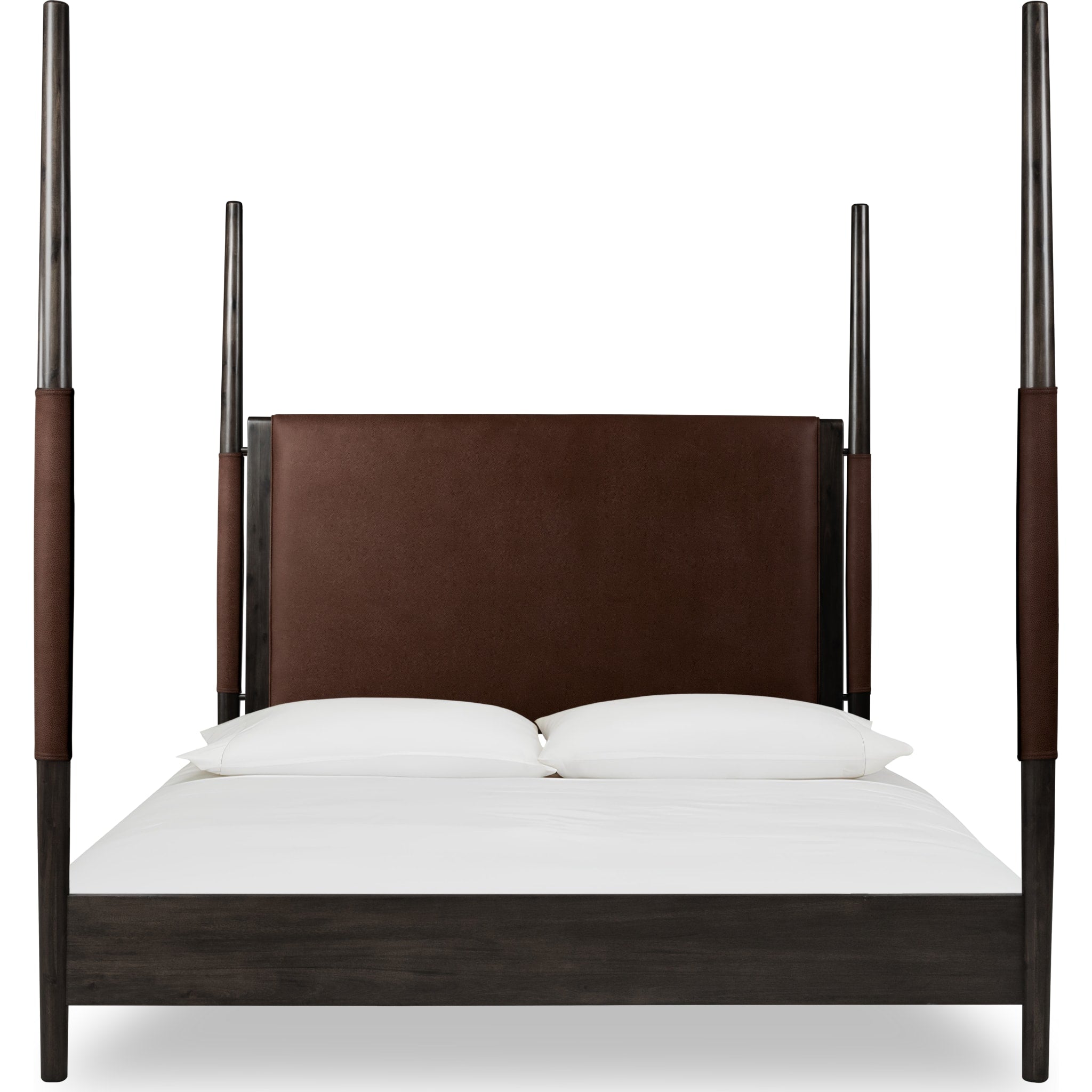 Luxury Koko Upholstered Poster Bed with Minx Fabric - Queen Size Bed Frame for Modern Bedroom, Perfect for Master Suite or Guest Room Decor