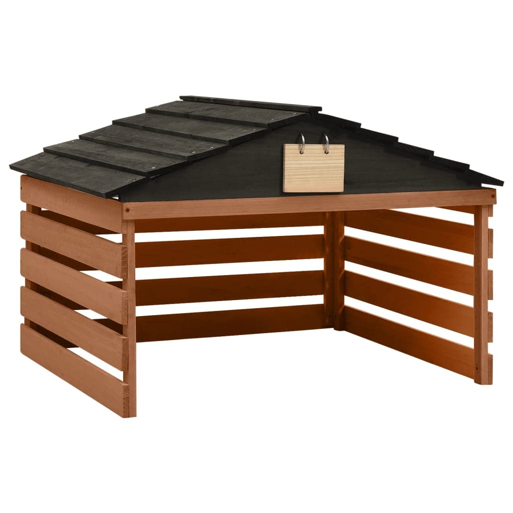 SKM Robotic Lawn Mower Garage - 30.7x29.1x21.3 Inch Firwood Storage Shed (Black & Brown) | Weatherproof Protection for Robotic Mowers | Perfect for Backyard, Garden & Outdoor Storage