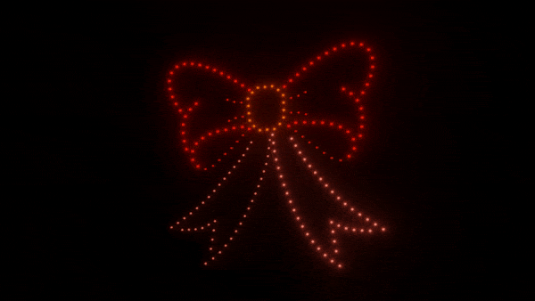 200 Drones with Christmas Bow Animation - Perfect for Holiday Light Shows, Events & Festive Displays