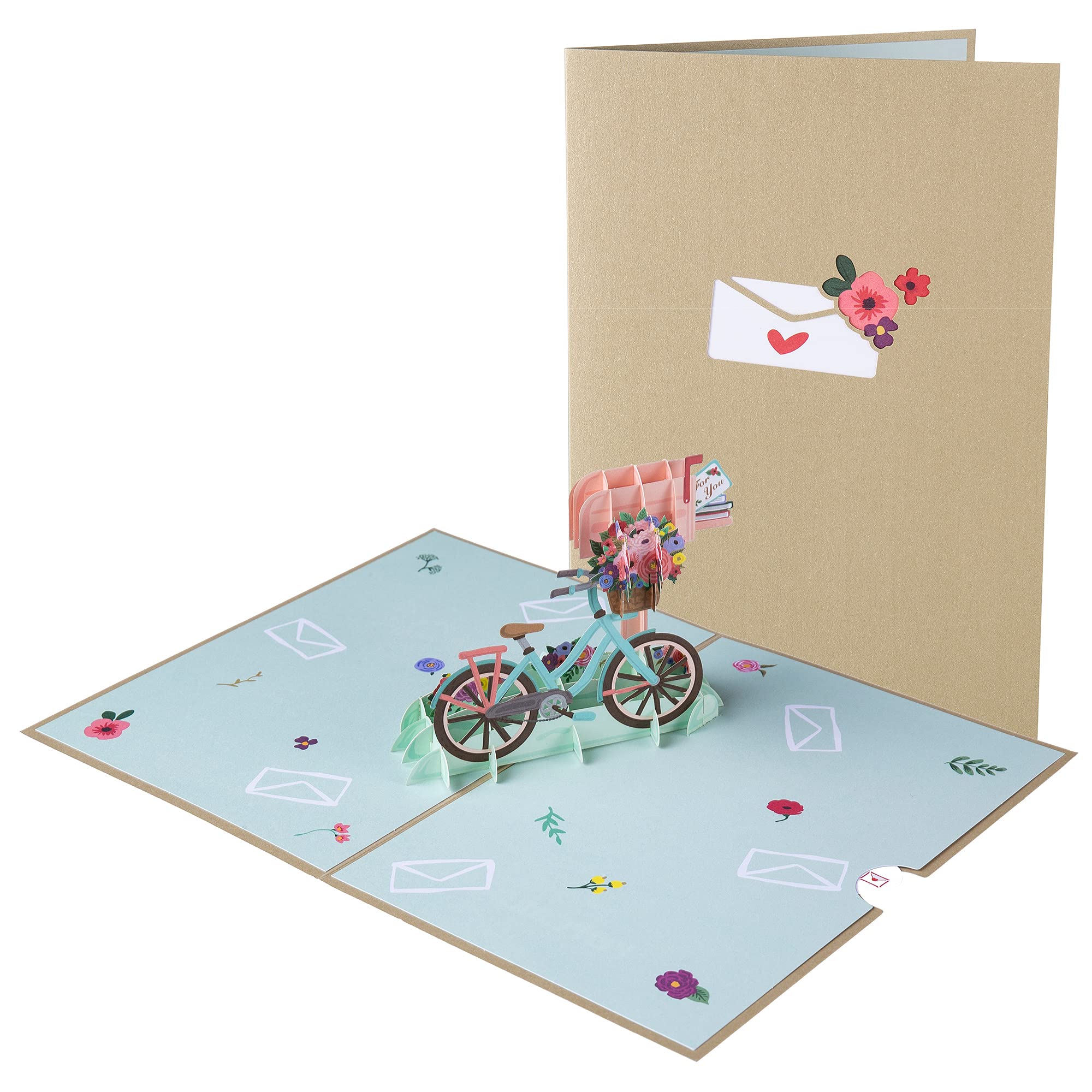 3D Pop Up Greeting Cards for Mother's Day, Father's Day, Birthday, Valentine's Day, Graduation & Wedding Anniversary - Elegant Envelope Included (Bicycle Design) | Perfect for Special Occasions & Gift Giving