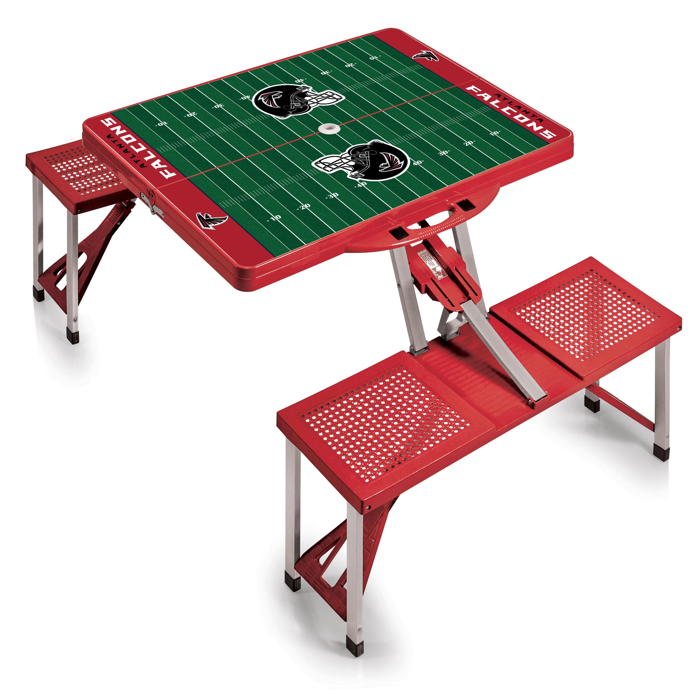 PICNIC TIME NFL Portable Folding Picnic Table with Seats and Umbrella - Perfect for Tailgating, Camping, Beach Outings and Outdoor Gatherings