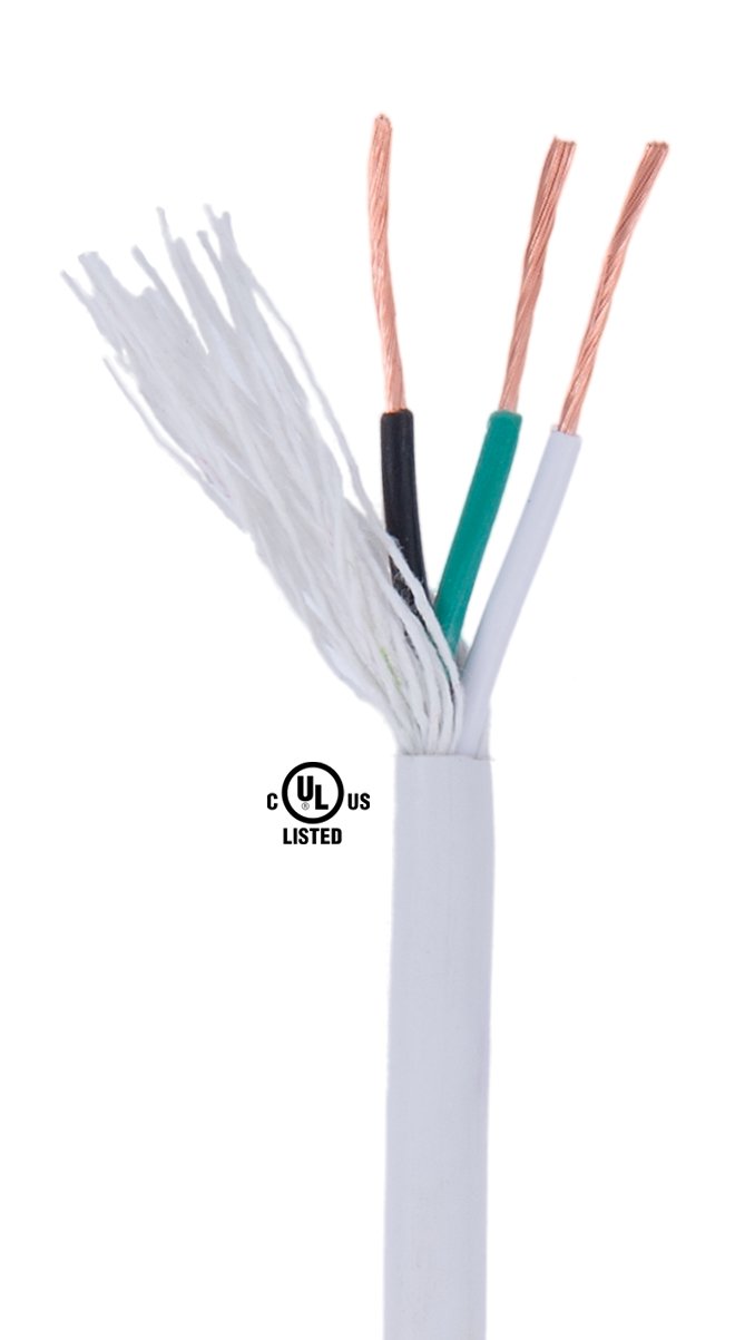 B&P Lamp® White 18/3 SVT PVC Lamp Cord - 3-Wire Electrical Wire for Lighting - 250 Ft Spool - Perfect for DIY Lamps, Home Lighting Projects & Electrical Repairs