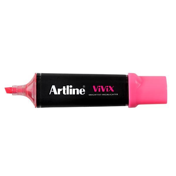 Artline Vivix Highlighter Pens - Set of 10 Pink Highlighters for School, Office & Study Notes | Bright, Smooth & Long-Lasting Markers