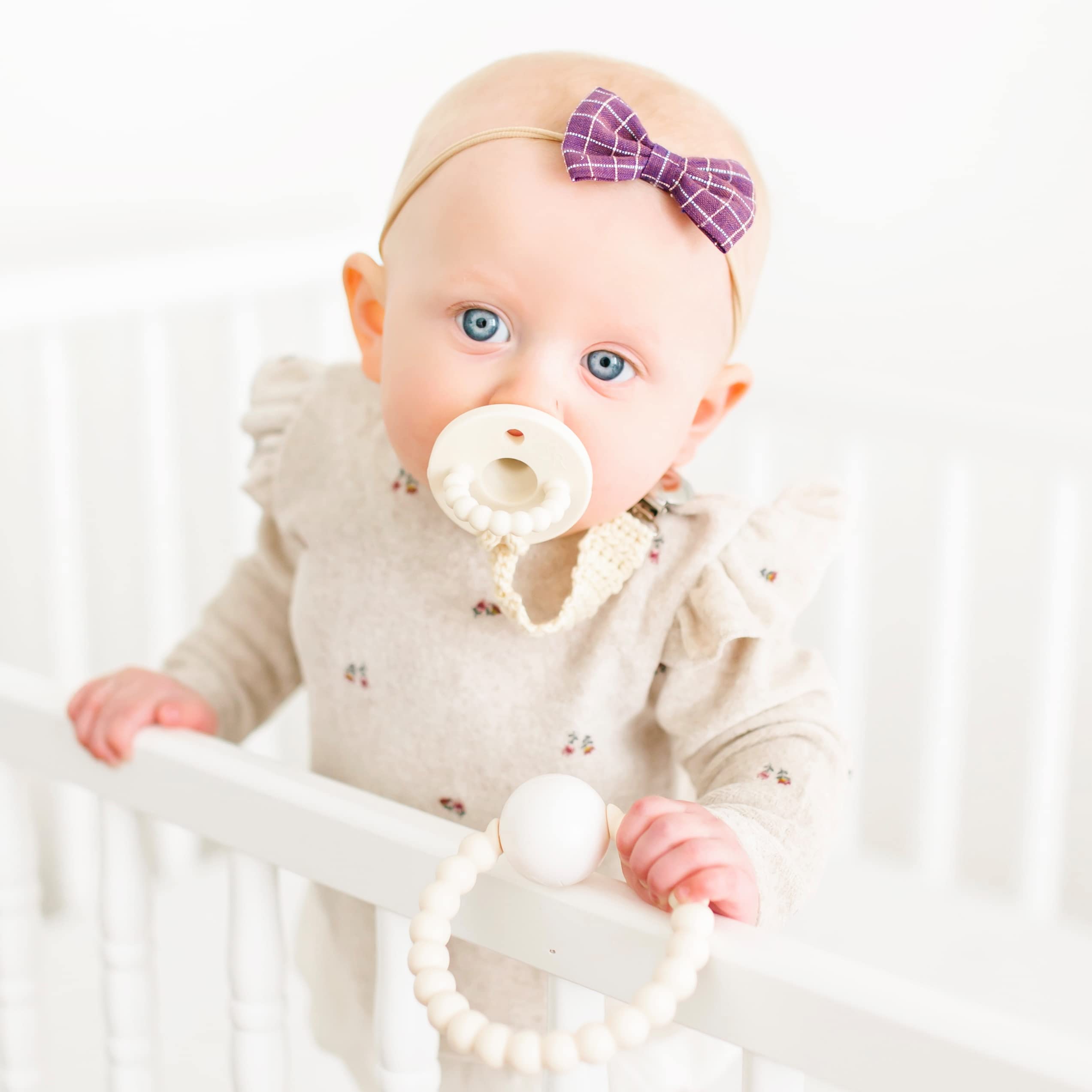 Ryan and Rose Cutie Teether Rattle - Ivory Baby Teething Toy with Soothing Bumps | Perfect for Newborns & Infants | Sensory Toy for Gum Relief & Early Development