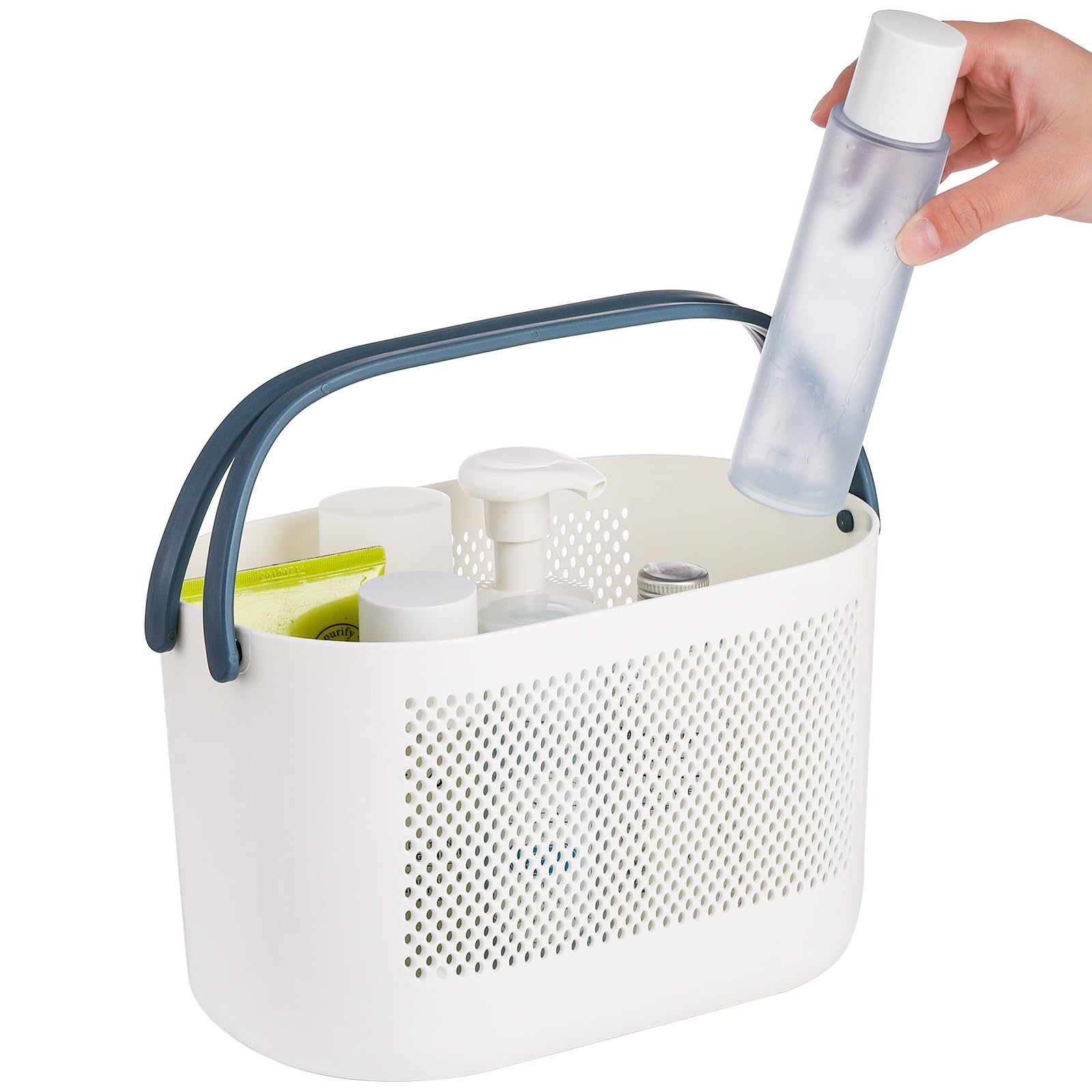 AVLA 4 Pack Plastic Shower Caddy with Handles - Waterproof Bathroom Storage Baskets, Drainage Toiletry Organizer for Dorm, College, Gym & Travel - Perfect for Shower, Kitchen, Closet & Bedroom Organization