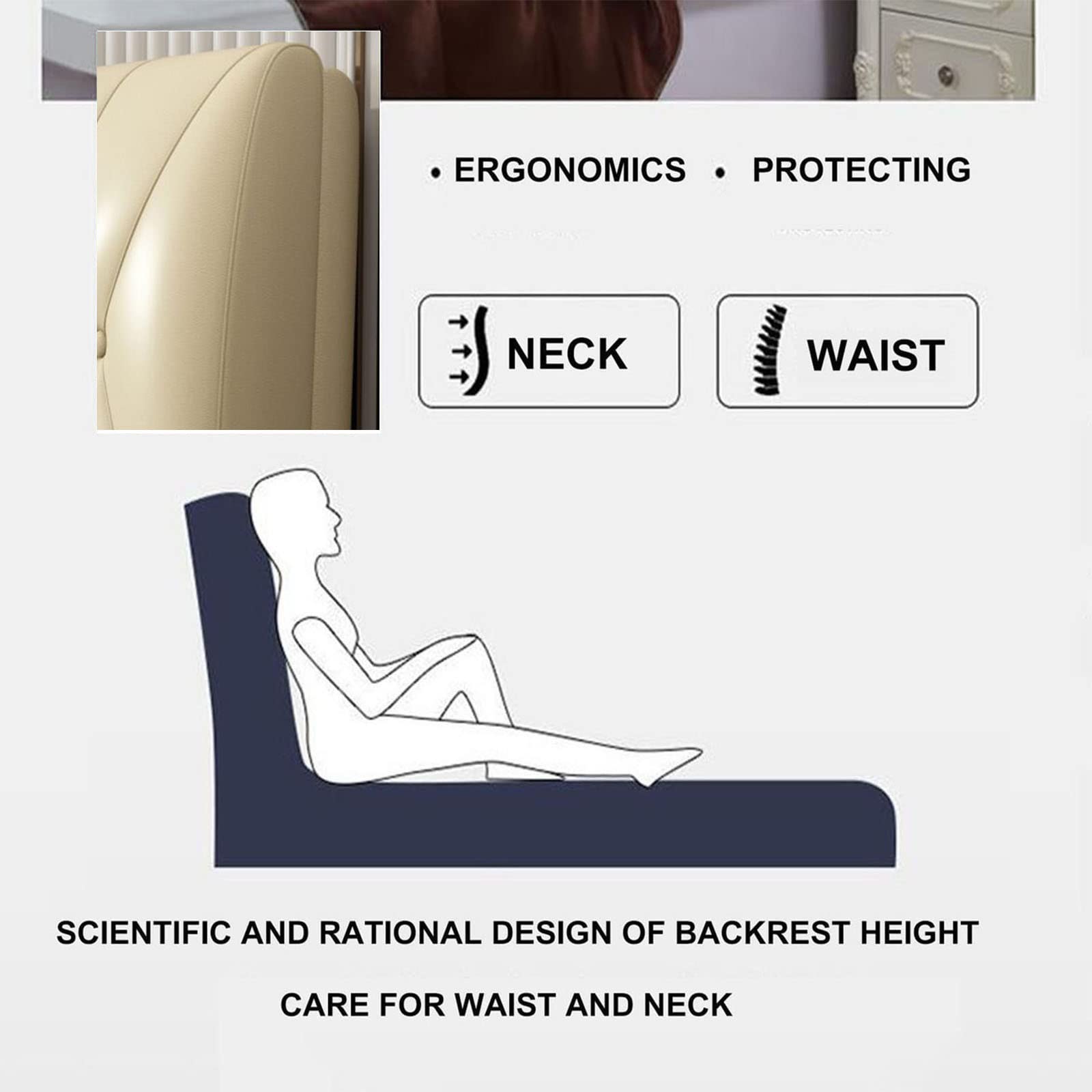 Premium Leather Bed Backrest Cushion - Large 47.2