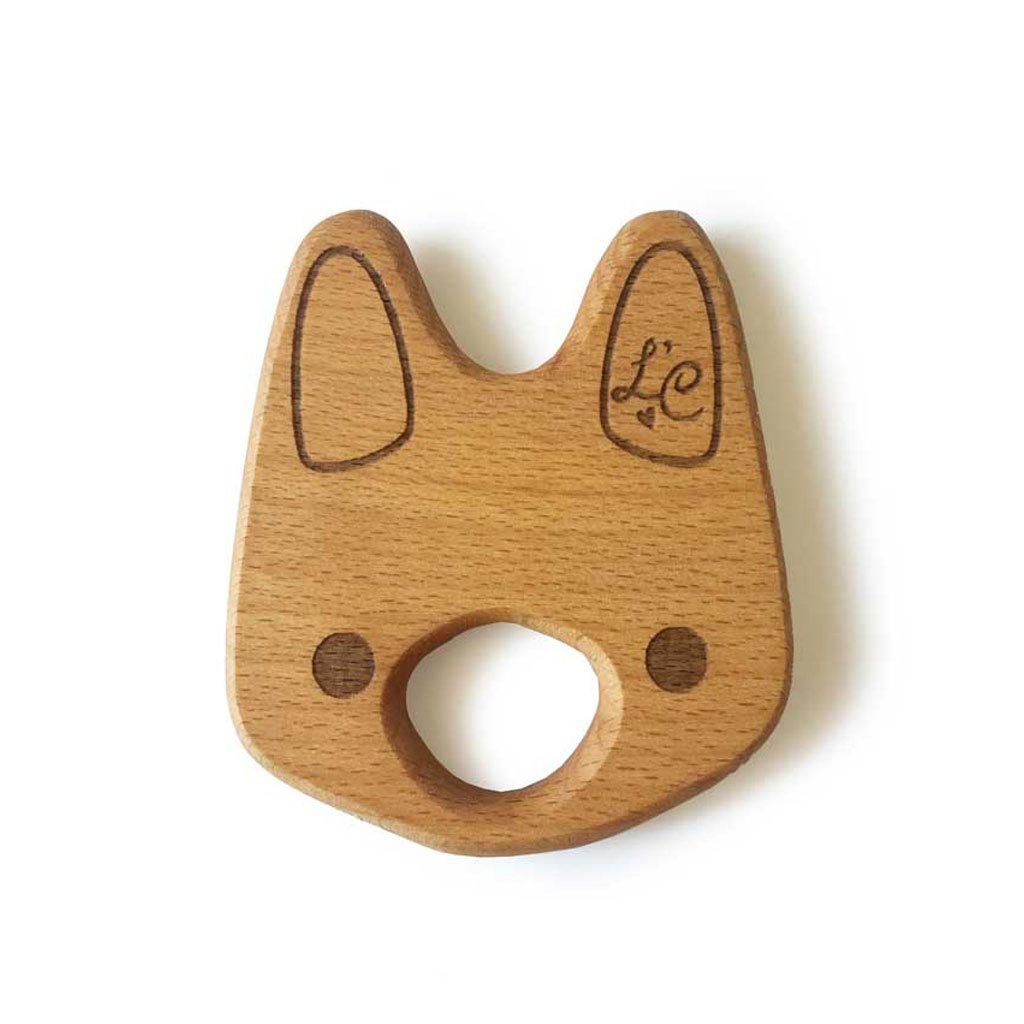 Organic Wooden Teether Toy for Babies - Safe & Natural Soothing Chew Toy for Teething Infants - Perfect for Home, Travel & Daycare Use