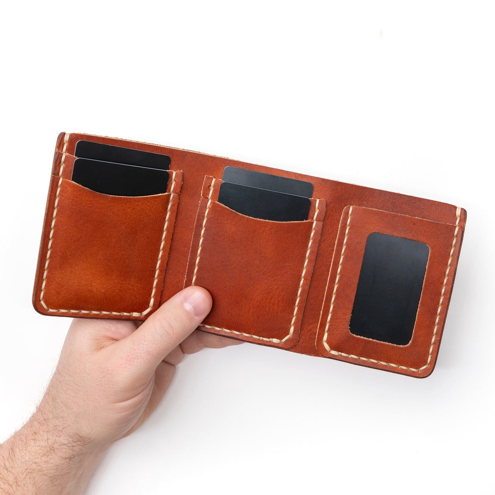 Last Batch: Genuine Leather Trifold Wallet in English Tan - Perfect for Men's Everyday Carry & Gift Giving