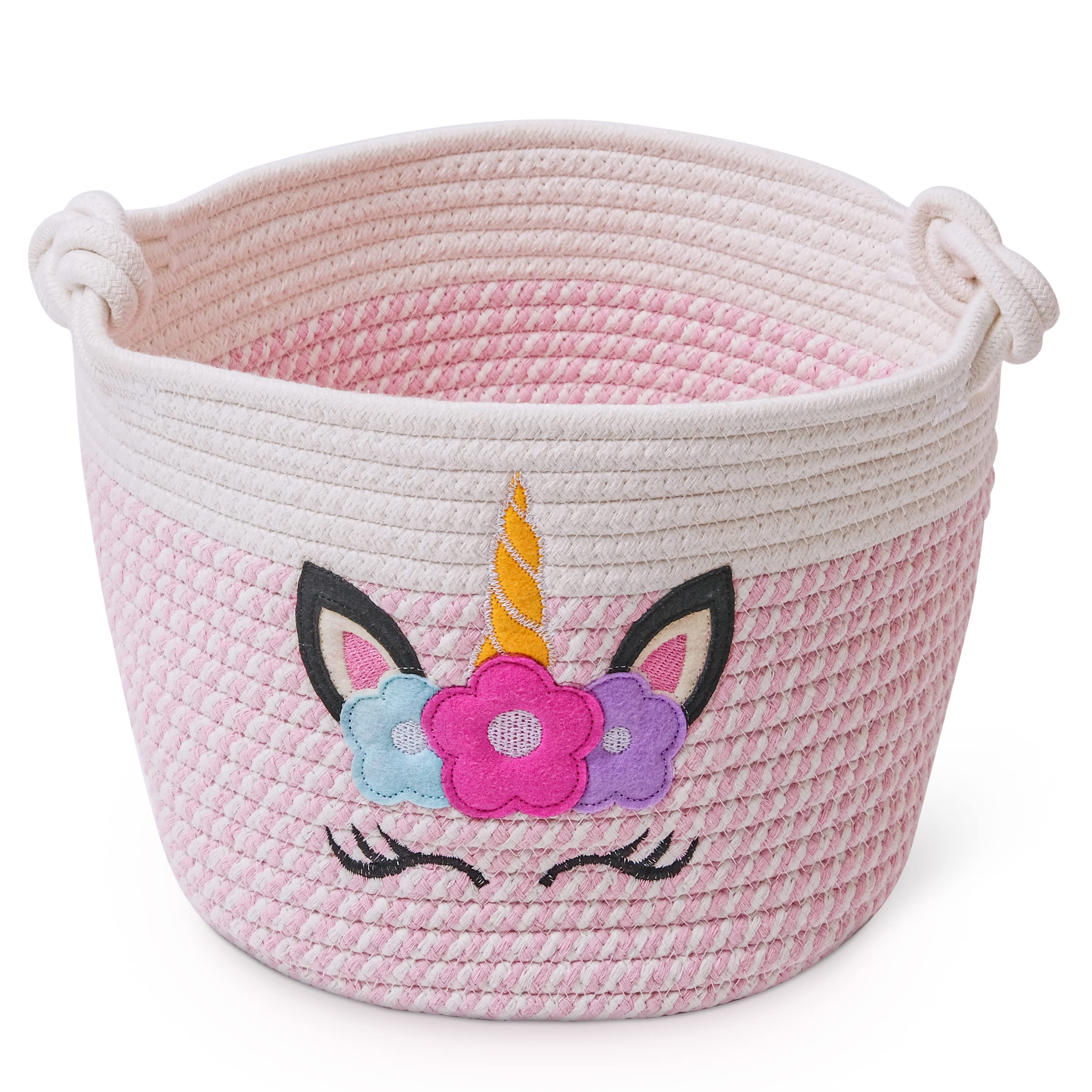 Adorable Pink Unicorn Woven Storage Basket - 10