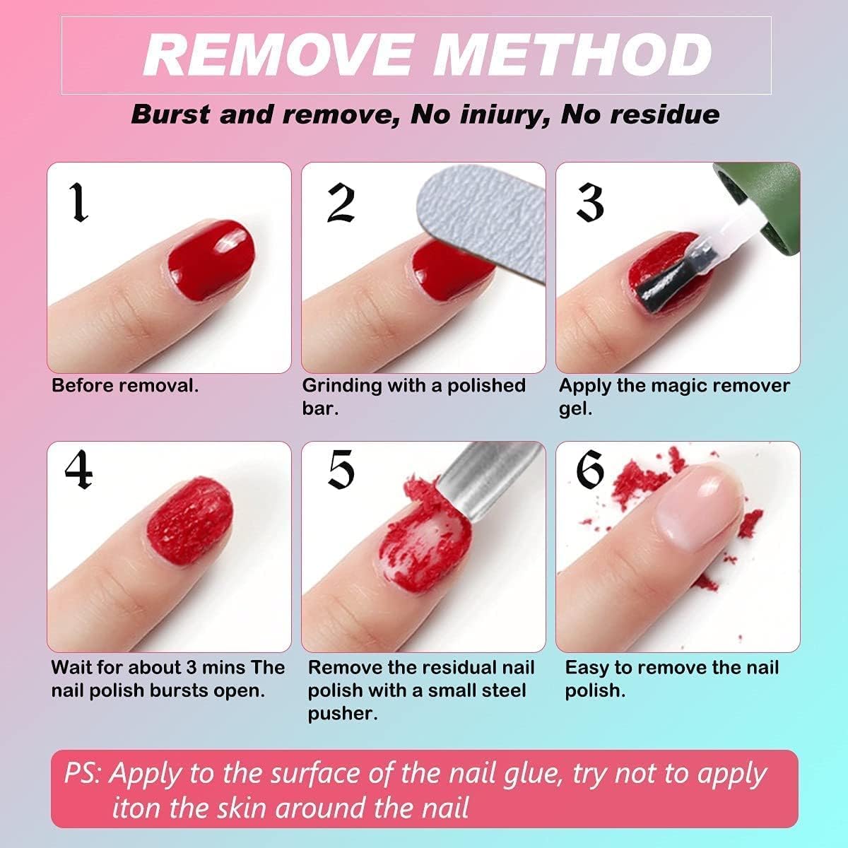 Magic Gel Nail Polish Remover Kit with Filer & Peeler - Quick Safe Removal for Gel Polish & Nail Art - Perfect for Home Manicures & Salon Professionals