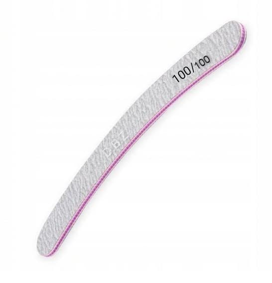 D.B.Z. ® Professional Nail File Set - 1 Piece Double-Sided Emery Board with 100/100 Grit for Home & Salon Use - Curved Fingernail Files for Manicure & Pedicure - Perfect for Nail Care, Travel & Beauty Routine (Grey)