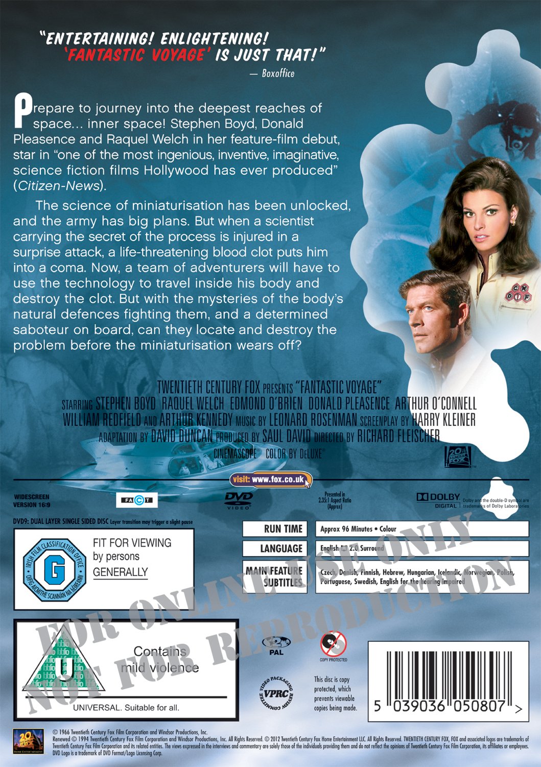 Fantastic Voyage (1966) DVD - Classic Sci-Fi Adventure Movie | Perfect for Movie Nights & Sci-Fi Collections