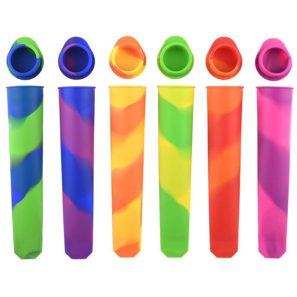Best Silicone Ice Pop Molds Set of 6 - Reusable Popsicle Maker with Mixed Colors for Homemade Frozen Treats - Perfect for Summer Parties, Kids Snacks & Healthy Desserts