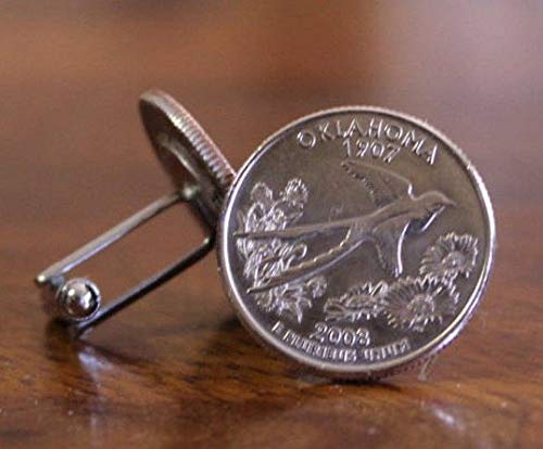Oklahoma State Quarter Cufflinks - Sooner State Coin Cuff Links for Men | Formal Wear Accessories for Weddings, Business Meetings & Special Occasions