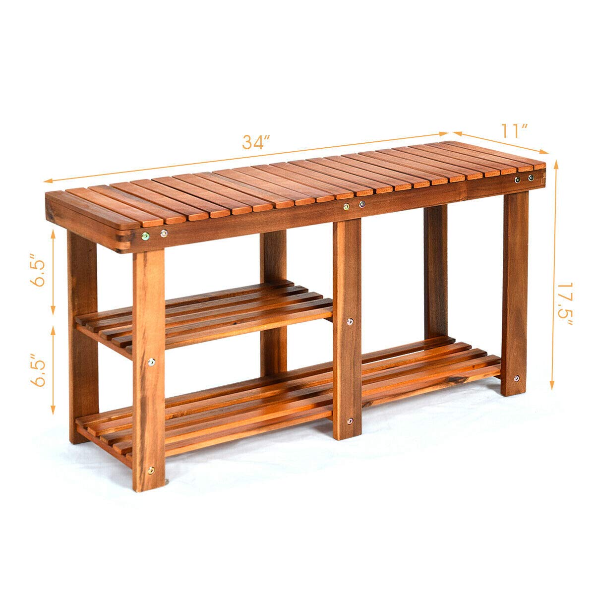 3-Tier Shoe Rack Bench with Partitioned Storage - Sturdy Free Standing Organizer for Boots, Slippers, Sandals & Sneakers - Perfect for Entryway, Bathroom, Living Room, Balcony or Garden Storage Solution