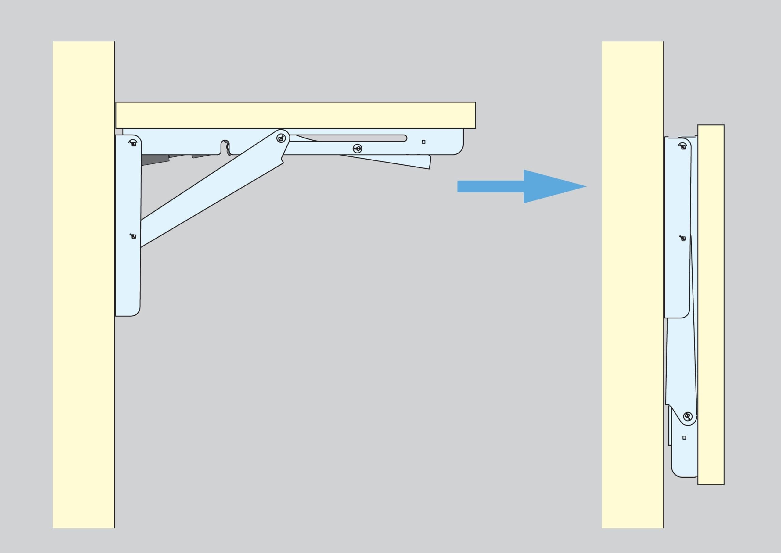 Heavy Duty Stainless Steel Folding Table Support with Soft-Close Damper - EB-303-DA - 220 lbs Load Capacity - Perfect for Kitchen Islands, Workbenches, and Foldable Desks
