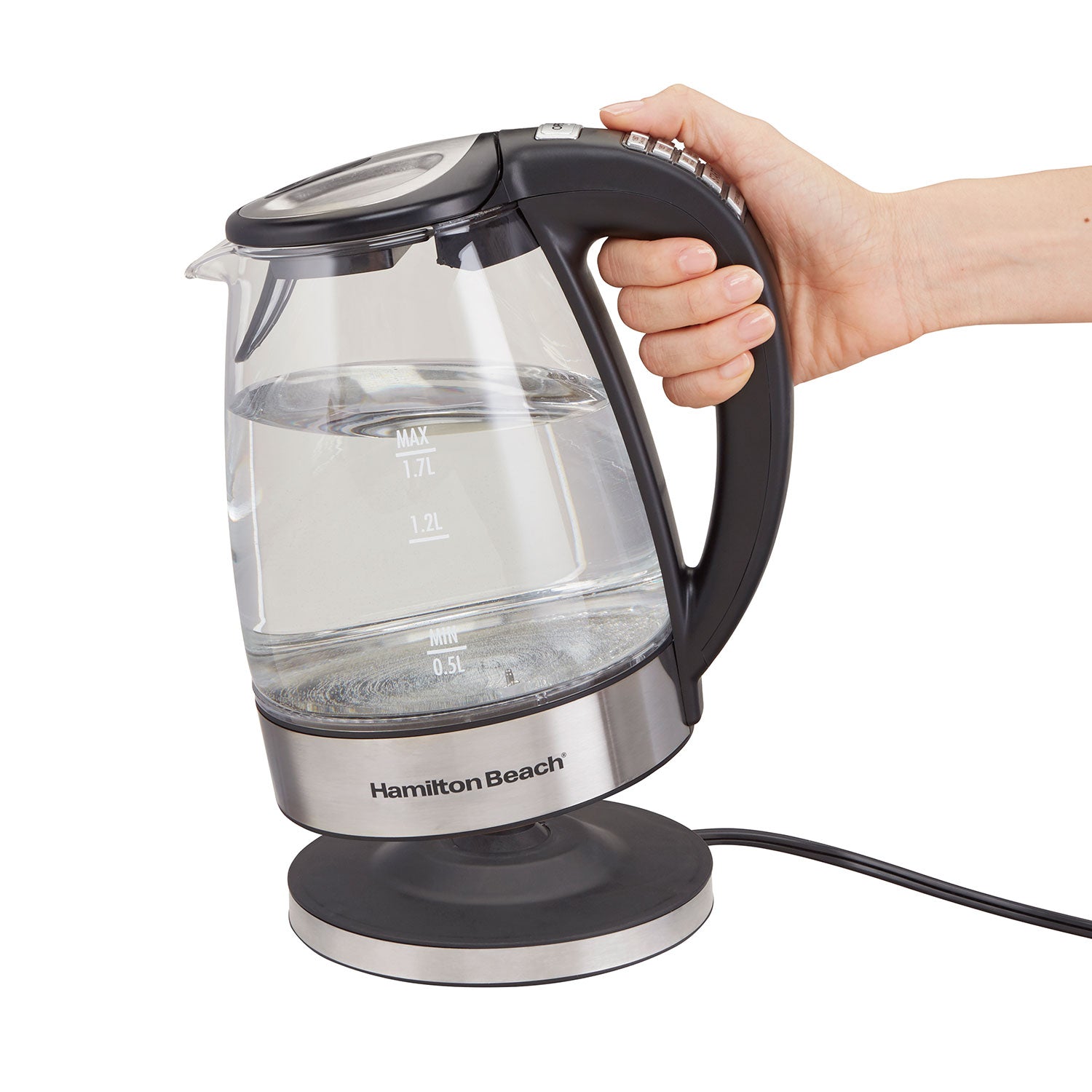 Hamilton Beach 40941C Glass Cordless Electric Kettle - 6 Programmable Temperature Settings, Fast Boiling, Auto Shut-Off & Boil-Dry Protection - Perfect for Tea, Coffee & Instant Meals in Home or Office