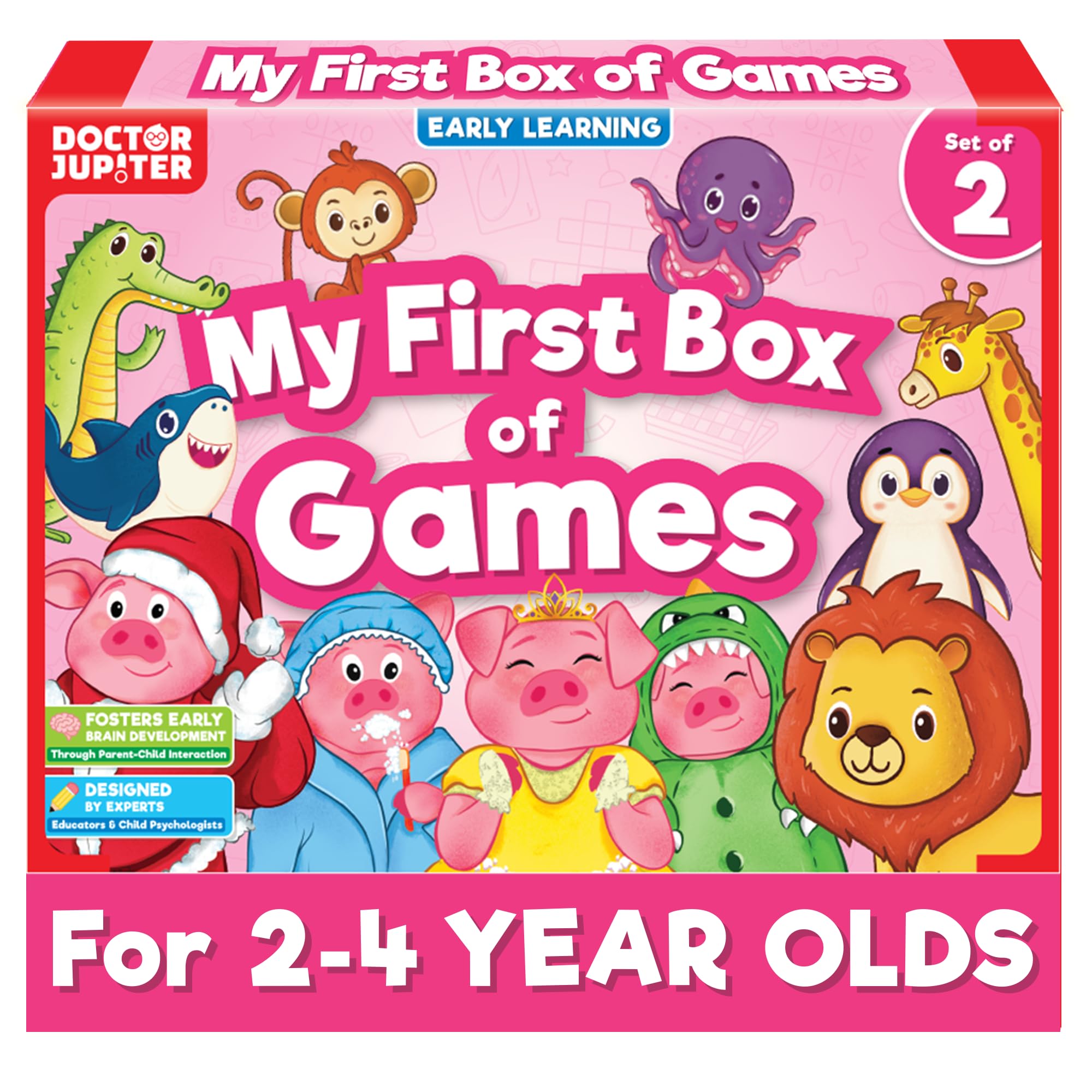 Doctor Jupiter My First Box of Educational Games for Toddlers Age 2-4 | Fun Learning Toys for 2-4 Year Old Girls & Boys | Perfect Christmas & Birthday Gift for 2-3-4 Year Olds | Develops Early Math & Cognitive Skills | Great for Preschool Learning, Family Game Nights & Playdates