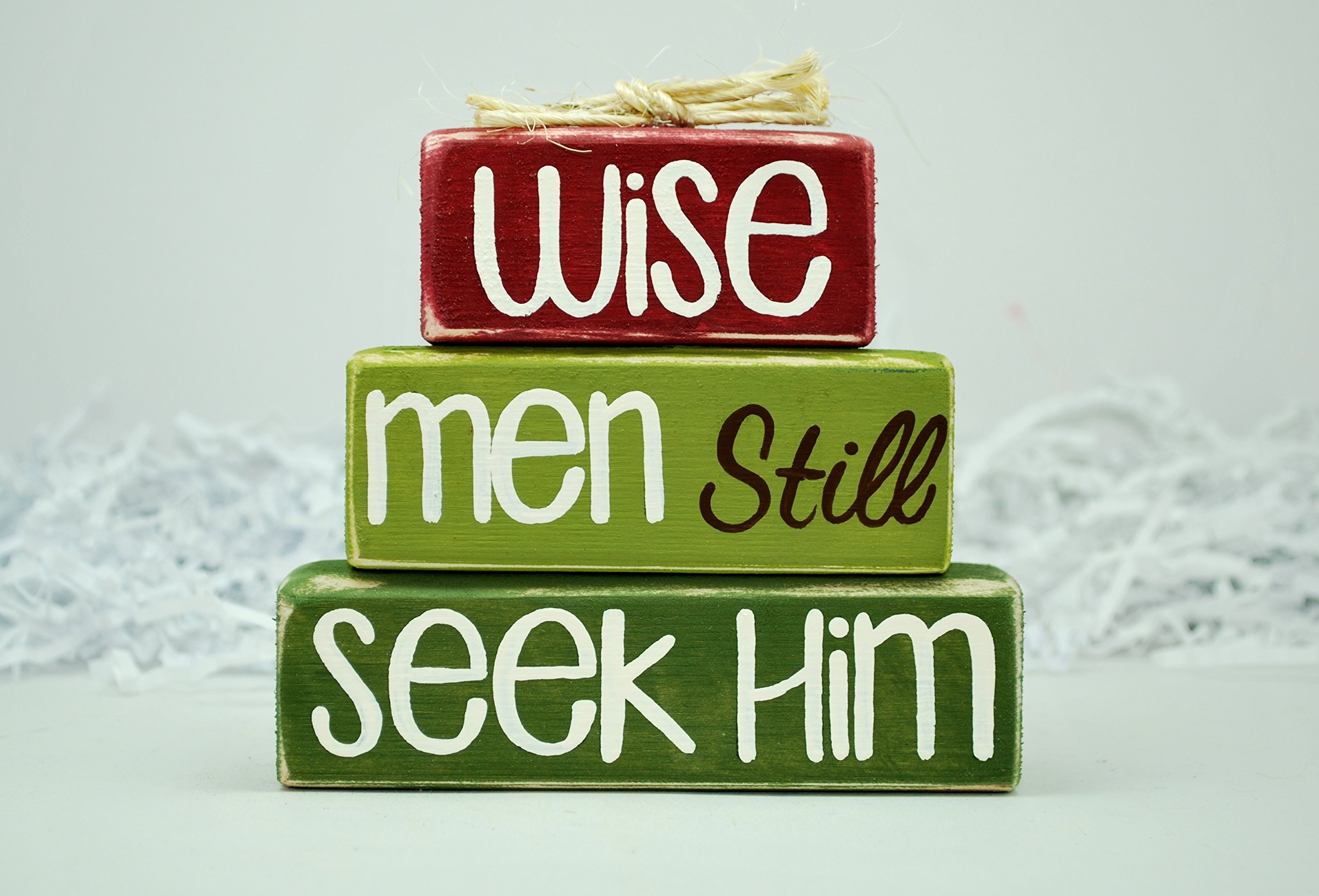 Wise Men Still Seek Him Christmas Wooden Block Shelf Sitter - Nativity Scene Decor for Holiday Mantel, Tabletop or Bookshelf - Perfect for Christmas Home Decor and Gift Giving