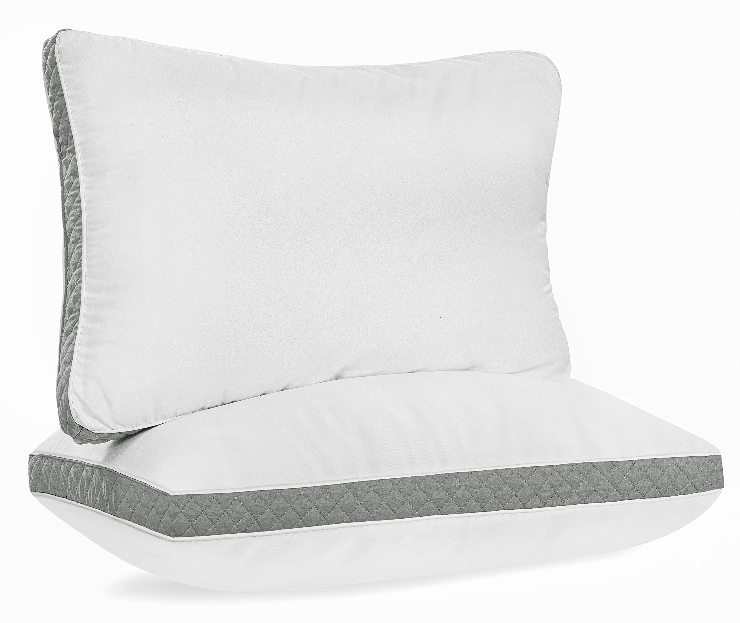 Oakias Set of 2 King Size Gusset Pillows - 18x36 Grey Side Sleeping Pillows for Bed - Breathable & Supportive Gusseted Pillows for Stomach Sleepers - Soft & Hypoallergenic - Machine Washable - Perfect for Back Pain Relief & Comfortable Night Sleep