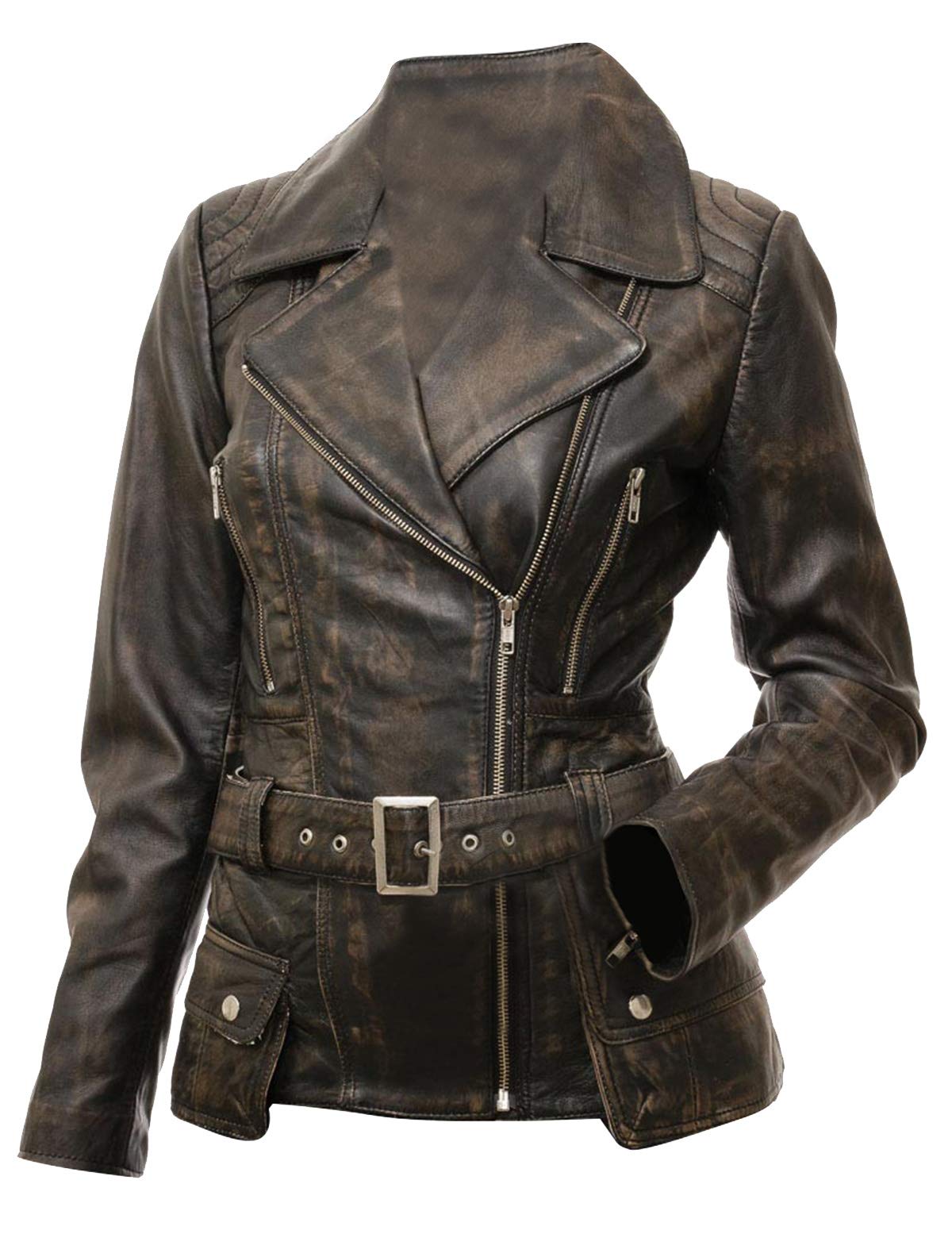 LP-FACON Women's Fashion Motorcycle Jacket - Steampunk Gothic Leather Coat for Riding & Casual Wear | Mid-Length Biker Jacket for Women | Perfect for Motorcycle Enthusiasts & Alternative Fashion Lovers