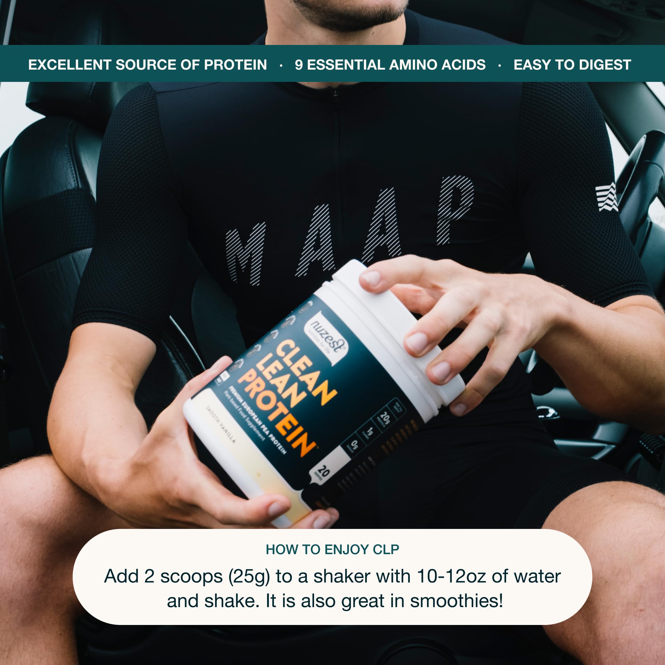 Nuzest Clean Lean Vegan Pea Protein Powder - Premium Plant Based, Dairy Free, Gluten Free, GMO Free Protein Supplement with Natural Sweetener, Smooth Vanilla Flavor (1.1 lb, 20 Servings) - Perfect for Post-Workout Recovery, Meal Replacement & Healthy Smoothies