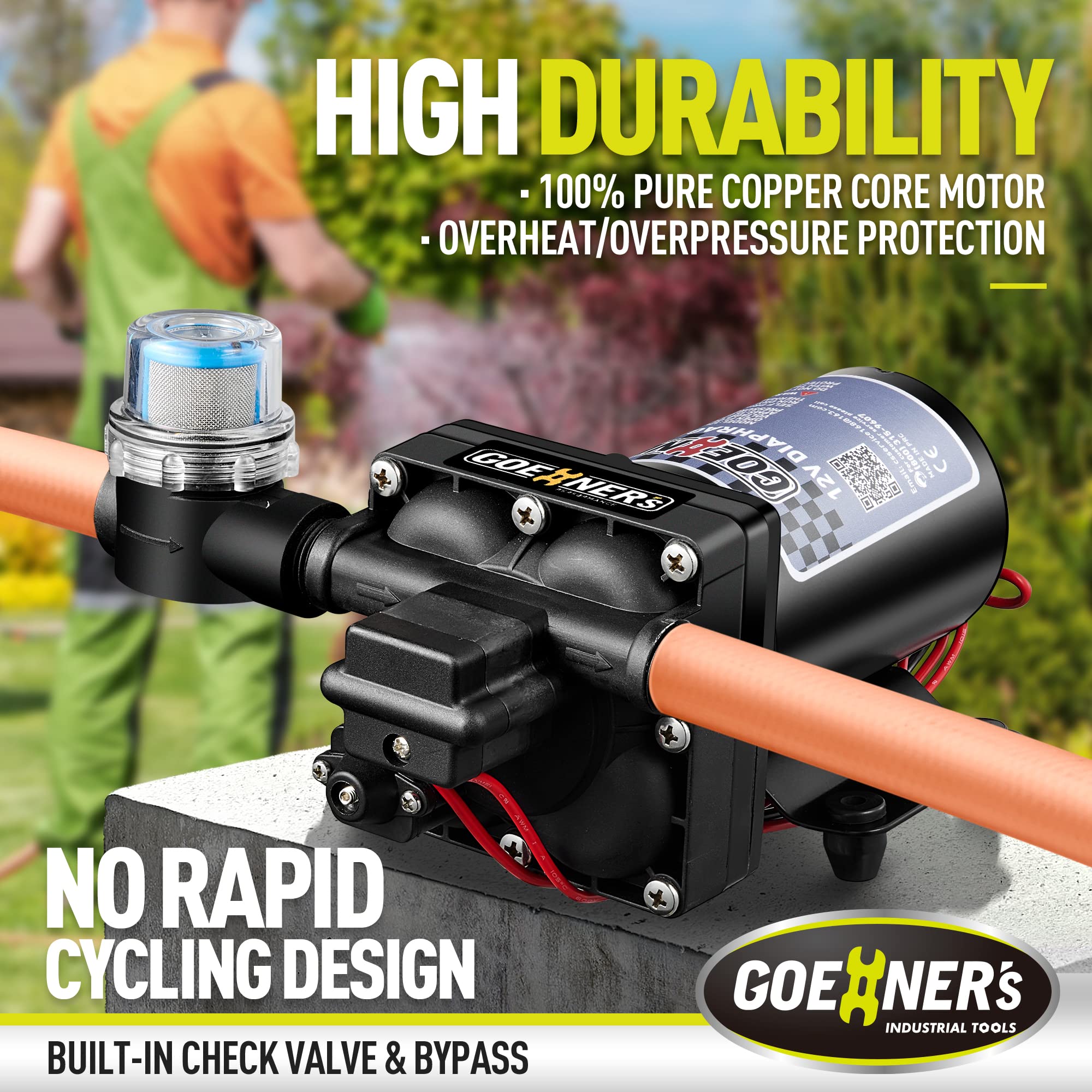 Upgraded 12V DC RV Fresh Water Pump - 6GPM 70PSI Self-Priming Diaphragm Pump with Pressure Switch & Strainer | Perfect for RV, Marine, Yacht, Caravan Water Systems | Reliable On-the-Go Water Supply Solution