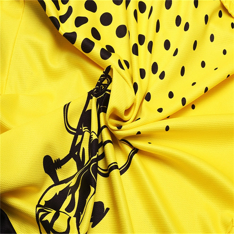 Breathable Spandex Cycling Jersey for Women & Men - Yellow Short Sleeve Bike Shirt for Summer Riding | Team Cycling Apparel for Road & Mountain Biking