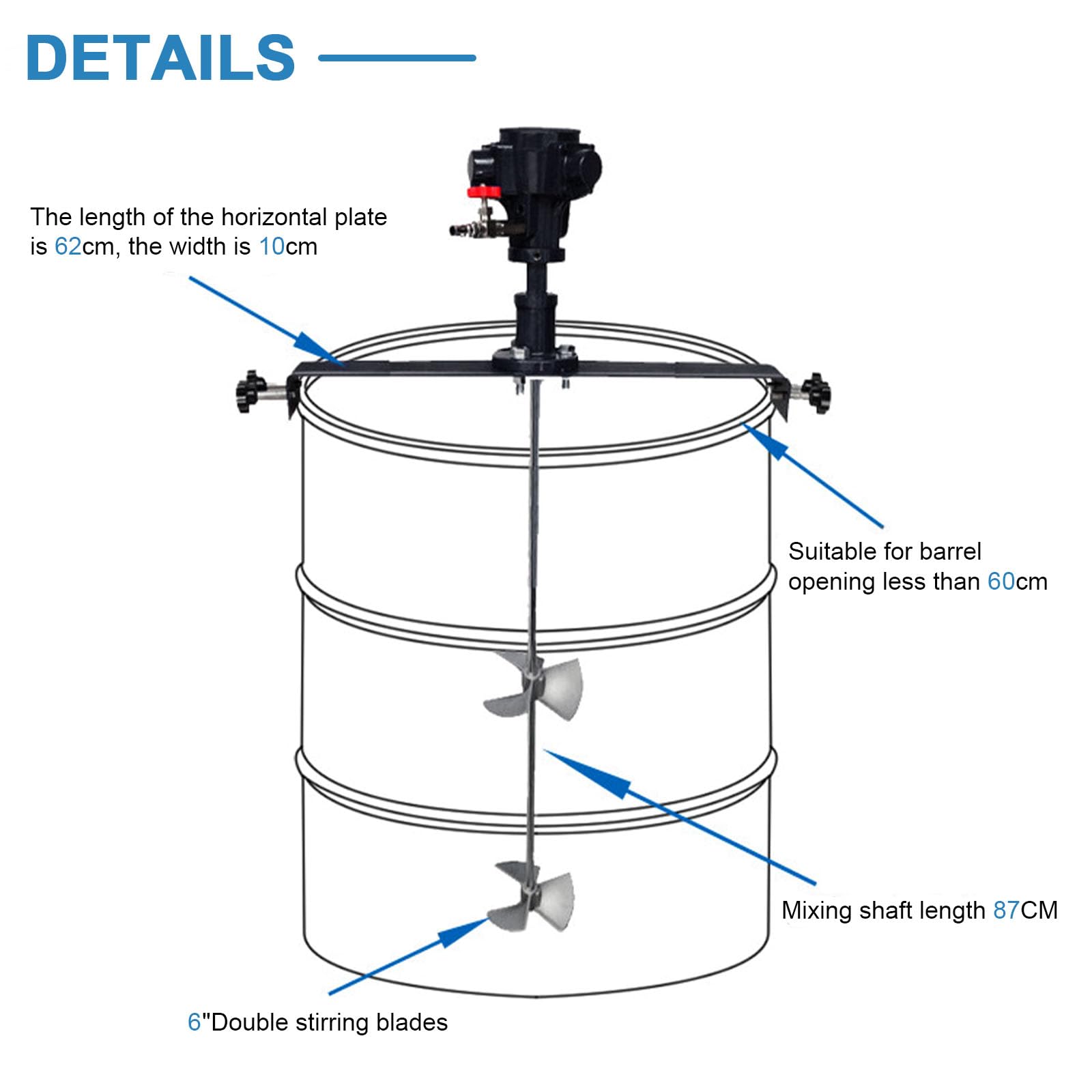 MXBAOHENG 50 Gallon (200L) Pneumatic Paint Mixer - Stainless Steel Air Agitator with Vertical Clamp | Perfect for Industrial Paint Mixing, Automotive Refinishing & Large-Scale Coating Projects