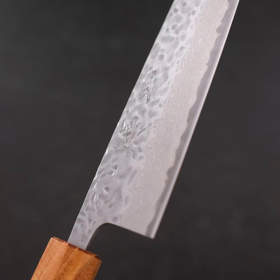Premium Santoku Knife 165mm - AUS 10 Stainless Steel with Tsuchime Damascus Pattern & Zelkova Magnolia Wood Handle - Perfect for Slicing, Dicing, and Chopping Vegetables, Meat, and Fish