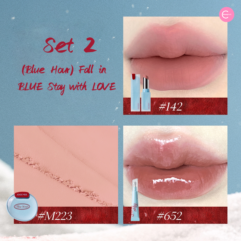 Joocyee Winter Blue Tone Series Makeup Set - All-in-One Cosmetics Kit for Eyeshadow, Blush & Lipstick | Perfect for Holiday Parties & Winter Makeup Looks