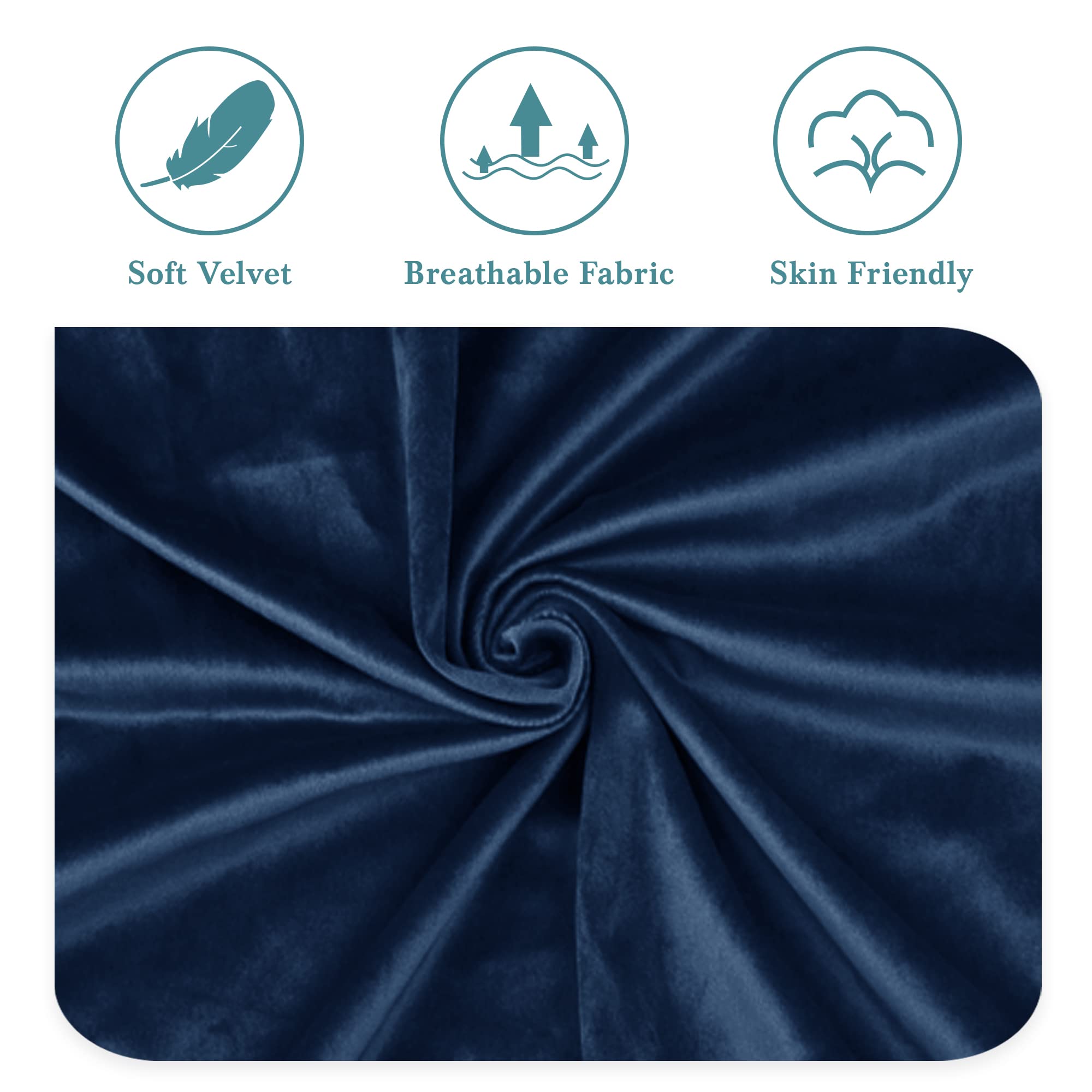 HOOMIC Full Size Platform Bed Frame with Velvet Upholstered Headboard & Vertical Channel Design - No Box Spring Needed, Easy Assembly, Navy Blue - Perfect for Modern Bedrooms & Small Spaces