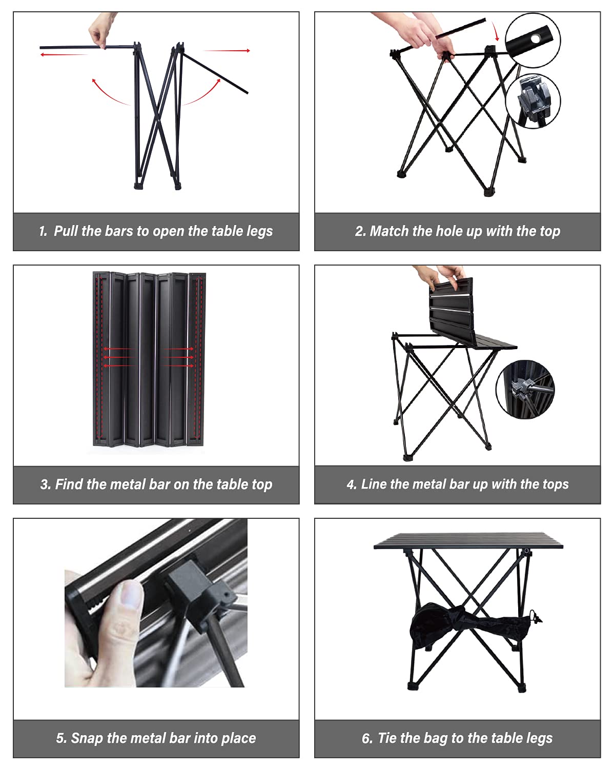 Lightweight Aluminum Folding Camping Table - Portable Side Table for Outdoor, Hiking, Picnics, BBQ, Beach & Kitchen Use with Carry Bag - Perfect for Camping, Backpacking & Dining