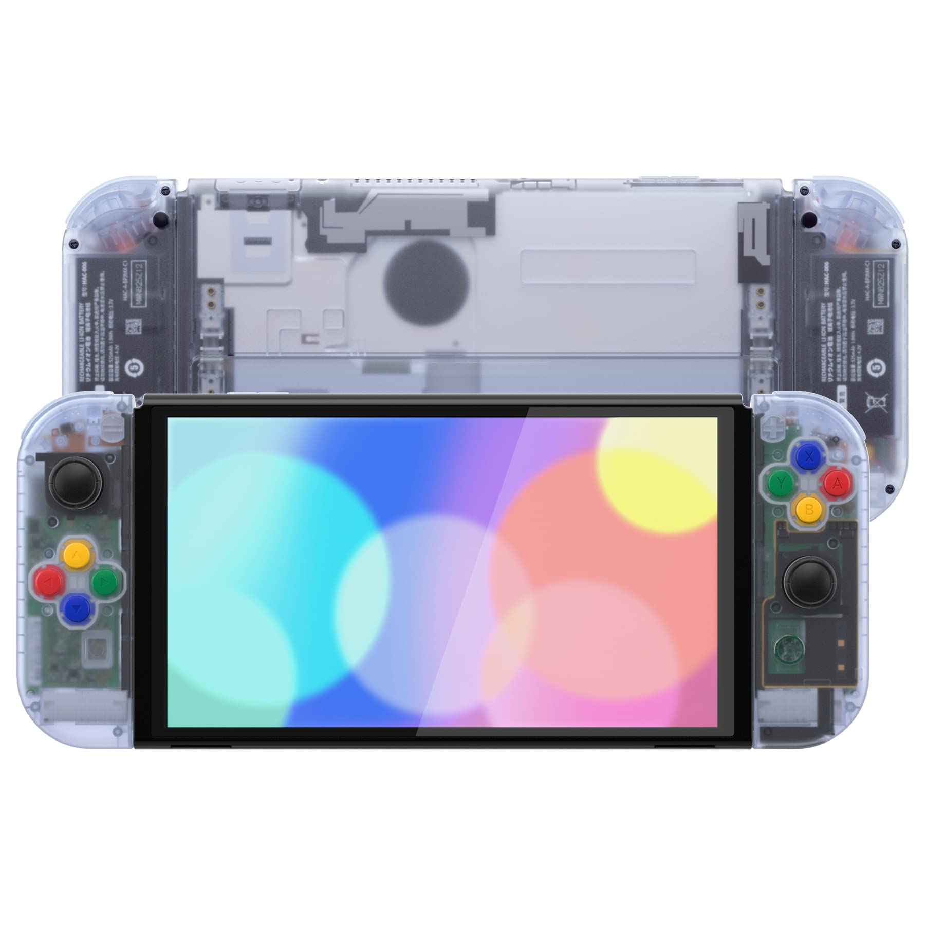 eXtremeRate DIY Full Set Shell Replacement for Nintendo Switch OLED - Custom Back Plate, Kickstand & Controller Housing with Full Button Set (Clear Glacier Blue) - Perfect for Gaming, Modding & Personalization