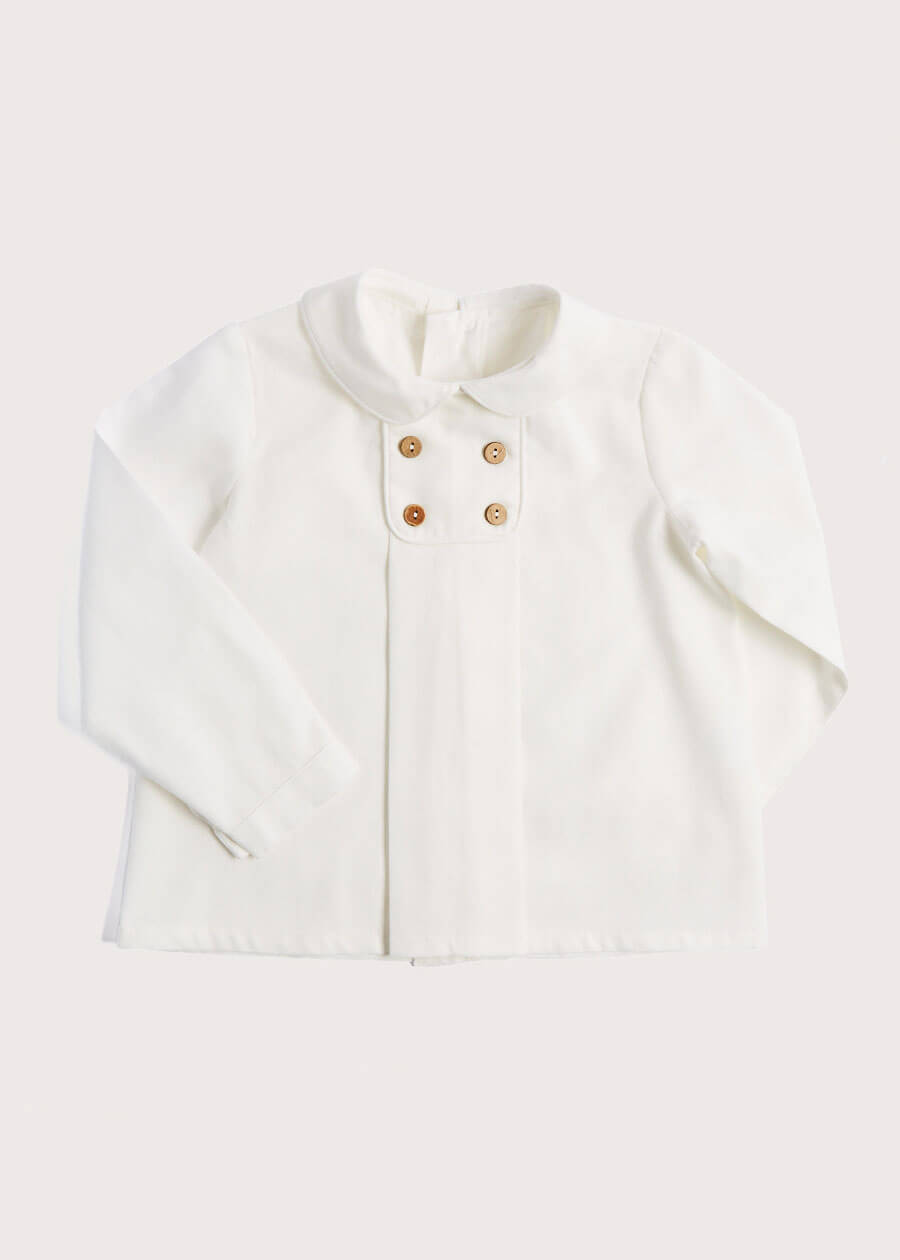 White Peter Pan Collar Button-Up Shirt for Baby & Toddler (12 Months to 3 Years) - Perfect for Easter, Photoshoots & Special Occasions
