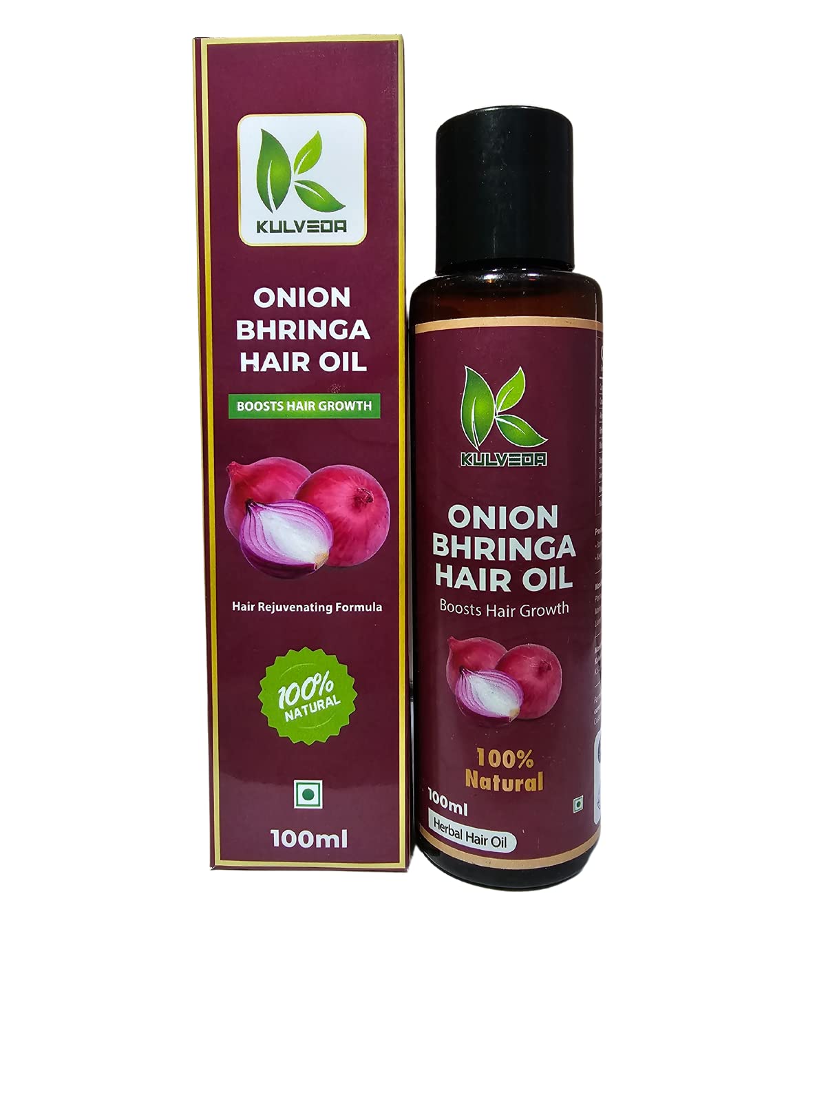 Kulveda Bhringraj Ayurvedic Hair Oil with Onion & Bhringa - 100ml | Natural Hair Growth Treatment for Men & Women | Reduce Hair Fall & Promote Thicker Hair | Daily Scalp Care & Massage Oil