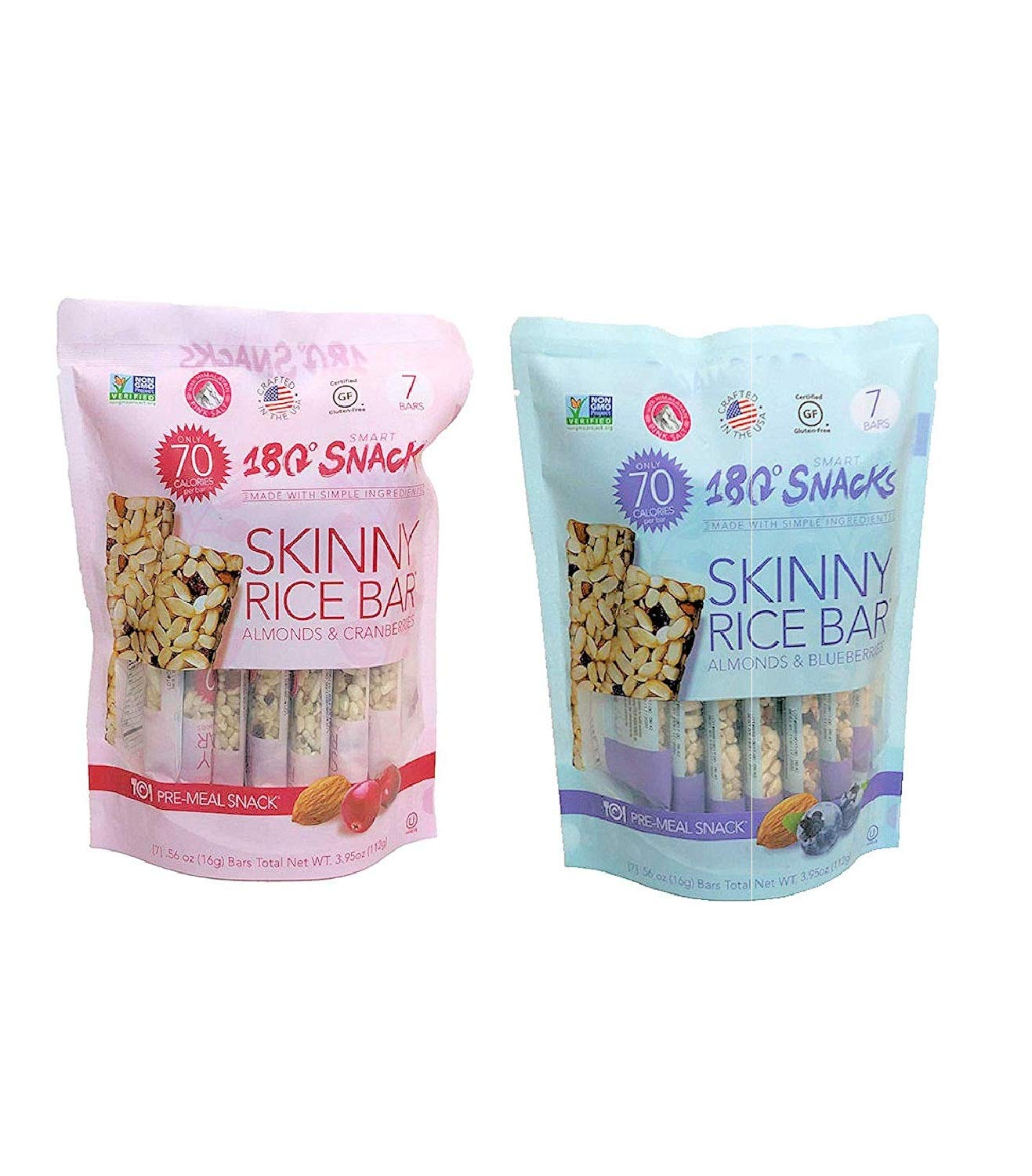 180 Snacks Skinny Rice Bar with Himalayan Salt - 2 Flavor Variety Pack (14 Bars Total) | Healthy Gluten-Free Snacks for Work, Travel & On-the-Go