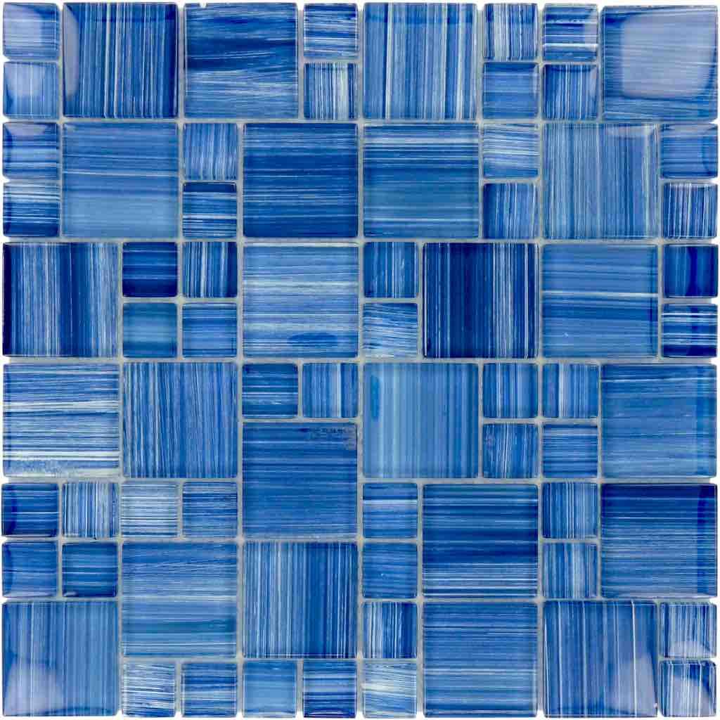Sea Waters Glass Mosaic Tile - Blue Ocean Inspired 1x1 Inch Tiles for Backsplash, Pool, and Bathroom Decor - Water Resistant & Durable Home Improvement Tiles