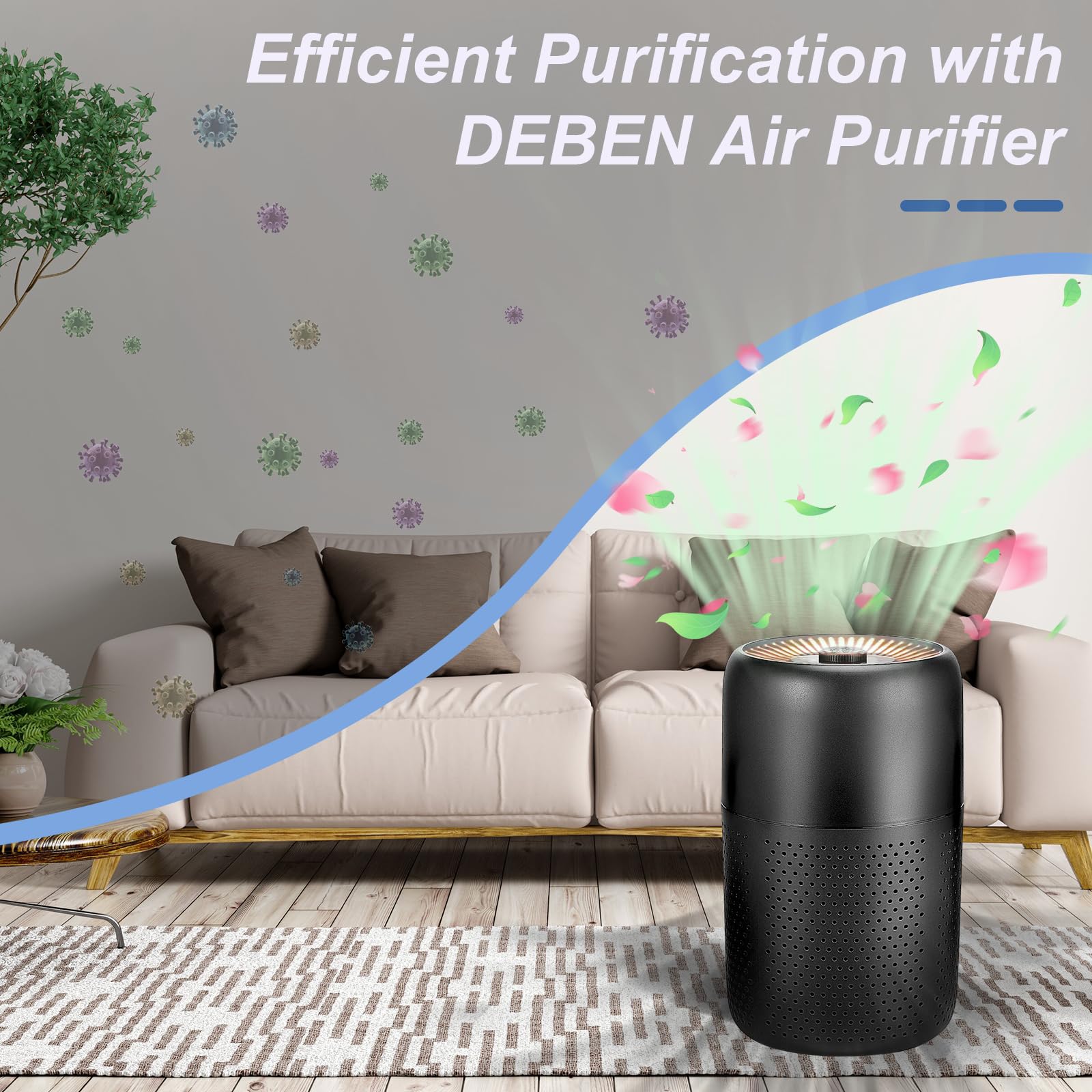 2 Pack TPLMB H13 True HEPA Air Purifiers for Bedroom & Living Room - Quiet 24dB, Night Light, Speed Control, Fragrance for Better Sleep - Perfect for Home, Office, Nursery & Small Spaces (Black)