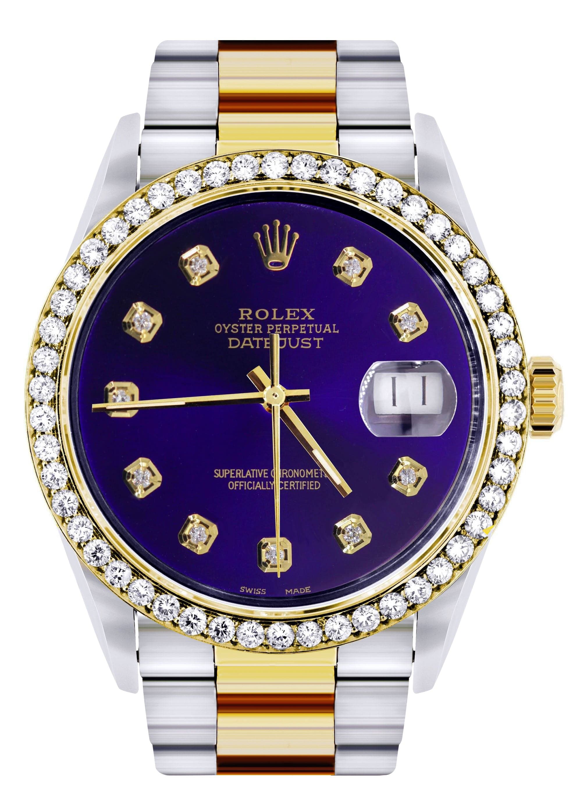 Luxury Diamond Gold Rolex Watch for Men 16233 | 36mm Royal Blue Dial | Oyster Bracelet | Swiss Made | Perfect for Business, Gifts & Special Occasions