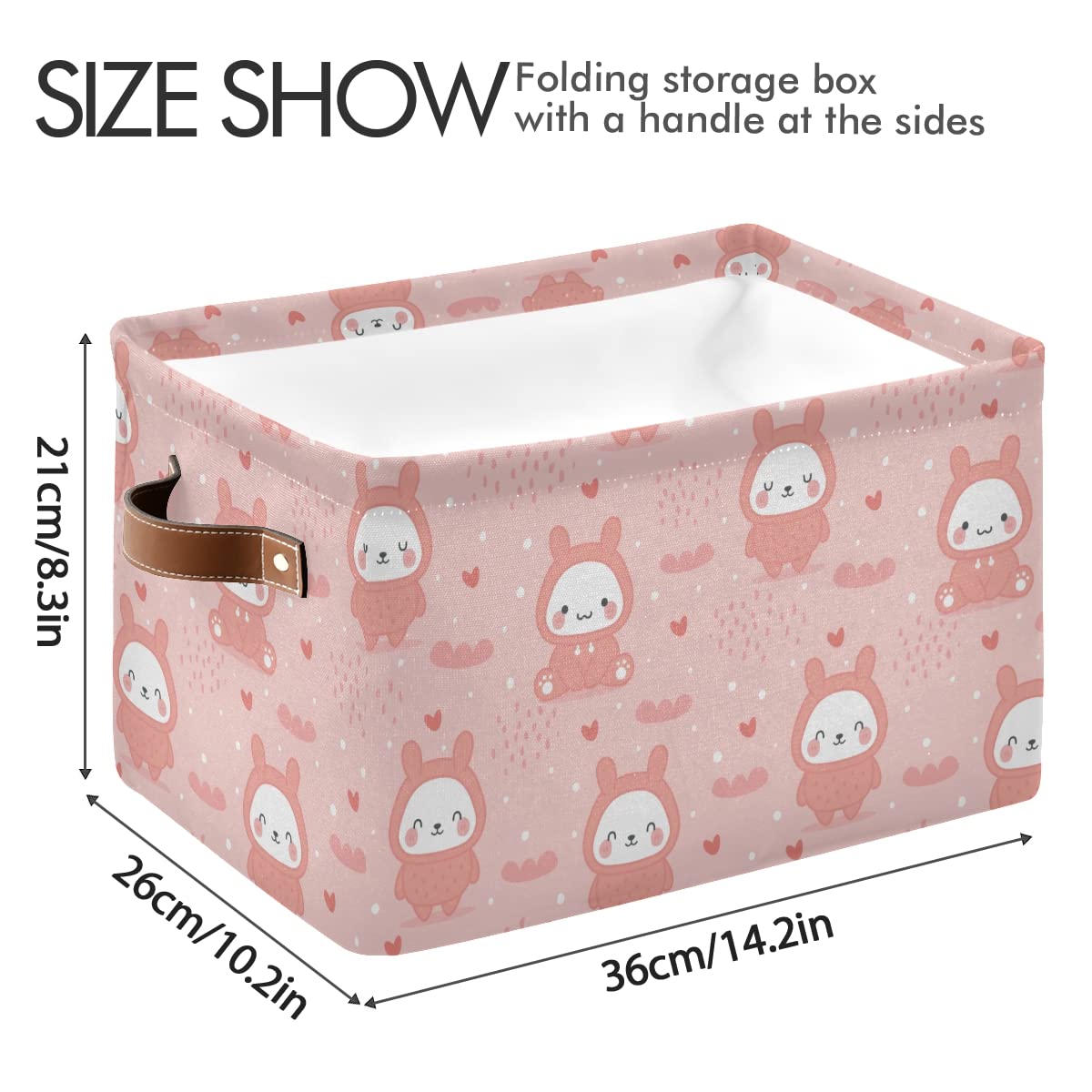 Collapsible Bunny Rabbit Rectangle Storage Basket - Waterproof Nursery Toy Bin for Books, Clothes & Home Organization | Perfect for Kids' Room, Closet Shelves & Bedroom Decor